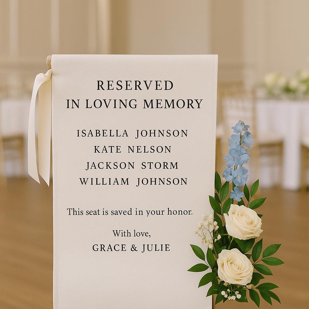 In Loving Memory Wedding Sign | Reserved Chair Banner for Lost Loved Ones | Custom Memorial Ceremony Decor | Personalized Wedding Tribute