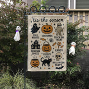 Halloween Garden Flag | 'Tis the Season Fall Yard Decor | Cute Spooky Outdoor Sign | Pumpkin Spice, Candy, Trick or Treat Lawn Banner