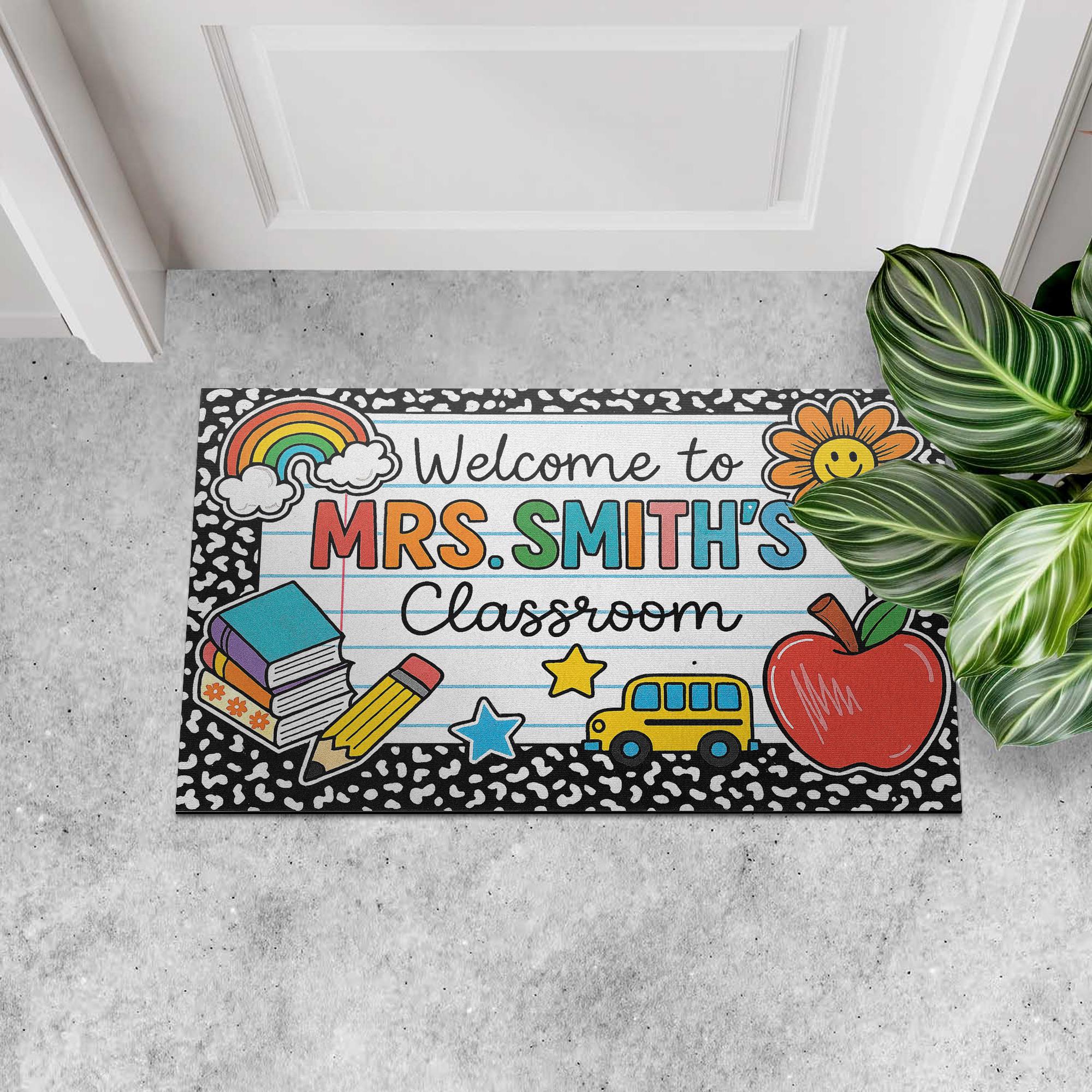 Welcome to Classroom Doormat – Cute Teacher Rug, Back to School Mat, Personalized Classroom Decor for Door Entry, School Welcome Rug