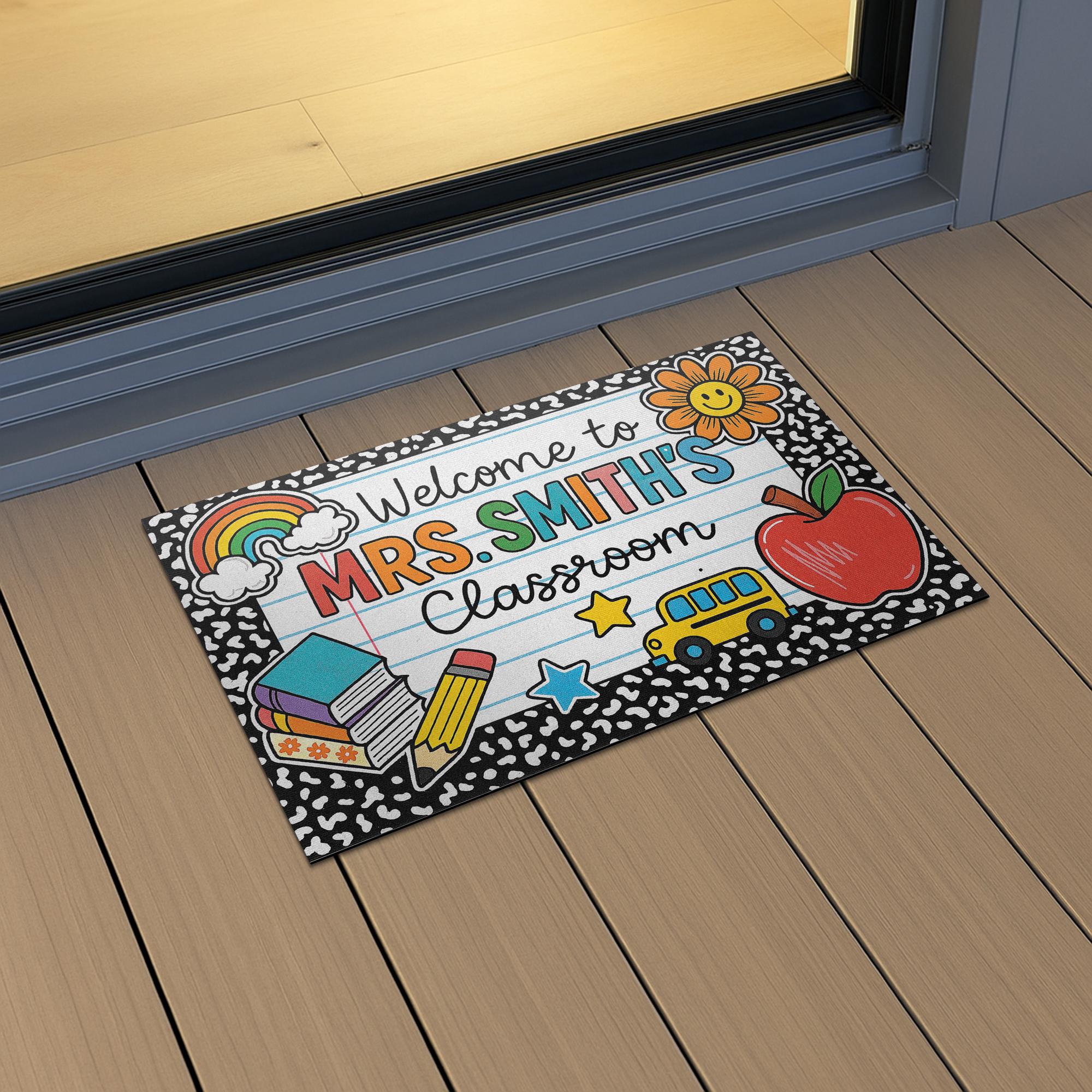 Welcome to Classroom Doormat – Cute Teacher Rug, Back to School Mat, Personalized Classroom Decor for Door Entry, School Welcome Rug