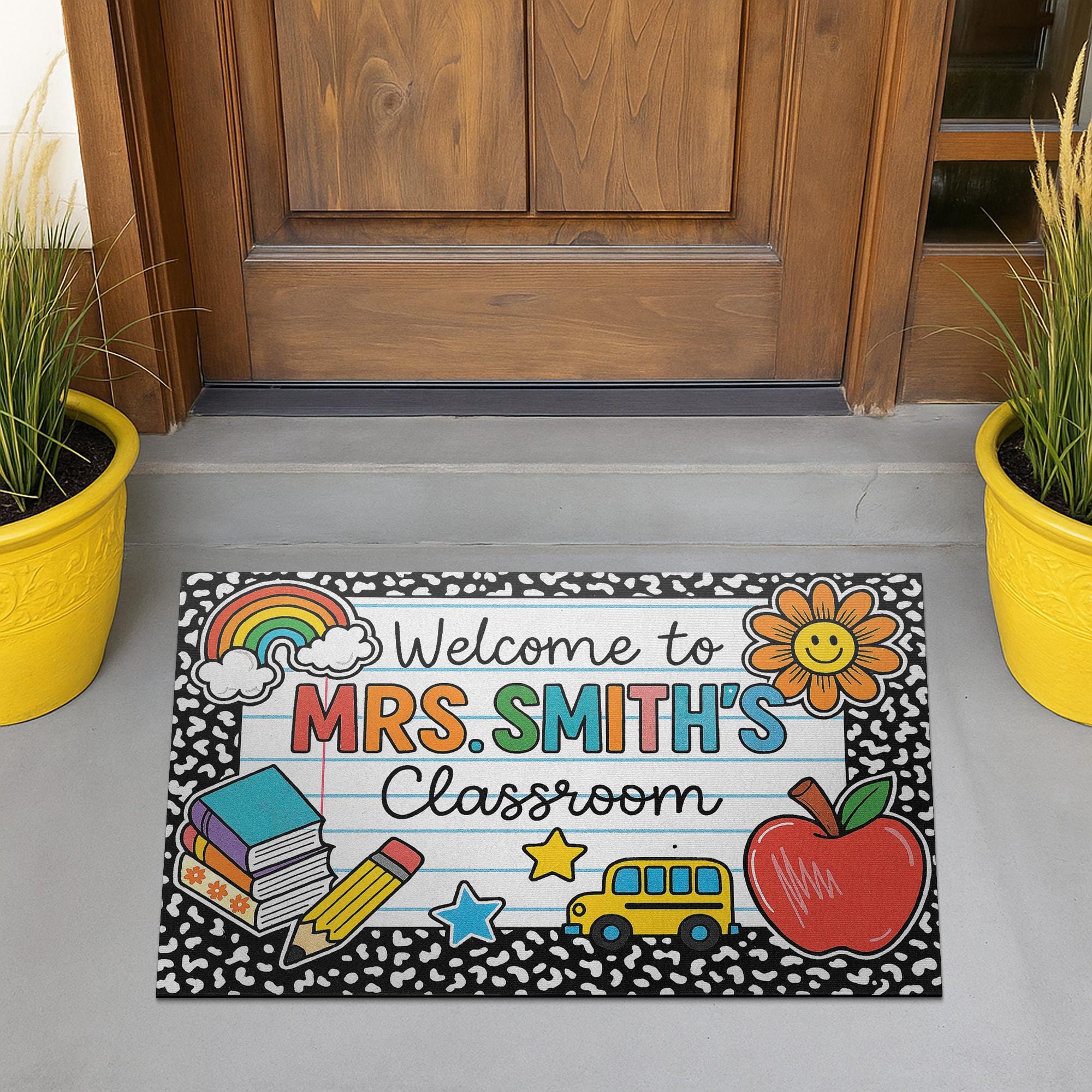 Welcome to Classroom Doormat – Cute Teacher Rug, Back to School Mat, Personalized Classroom Decor for Door Entry, School Welcome Rug