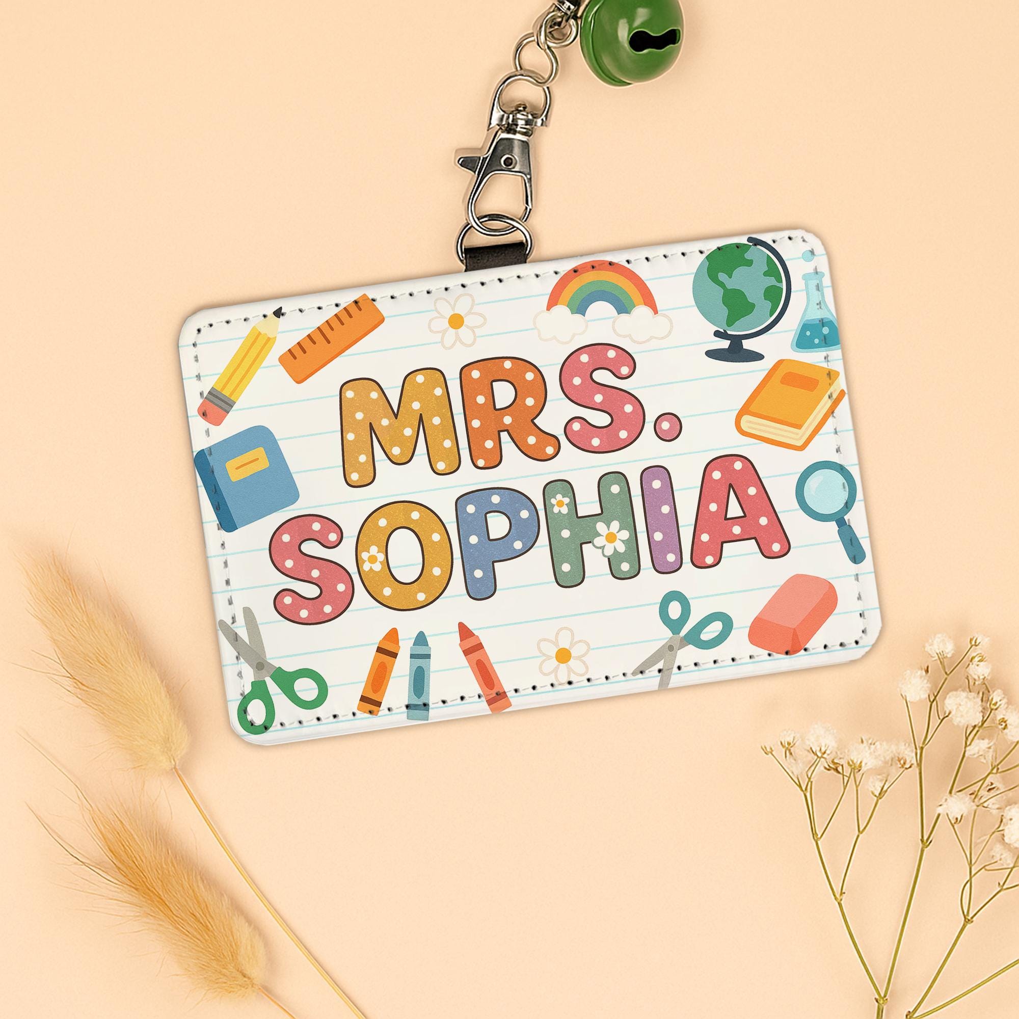 Teacher Name Badge Holder, Custom Cute ID Tag for Classroom, Personalized Lanyard Card, Back to School Gift for Teachers