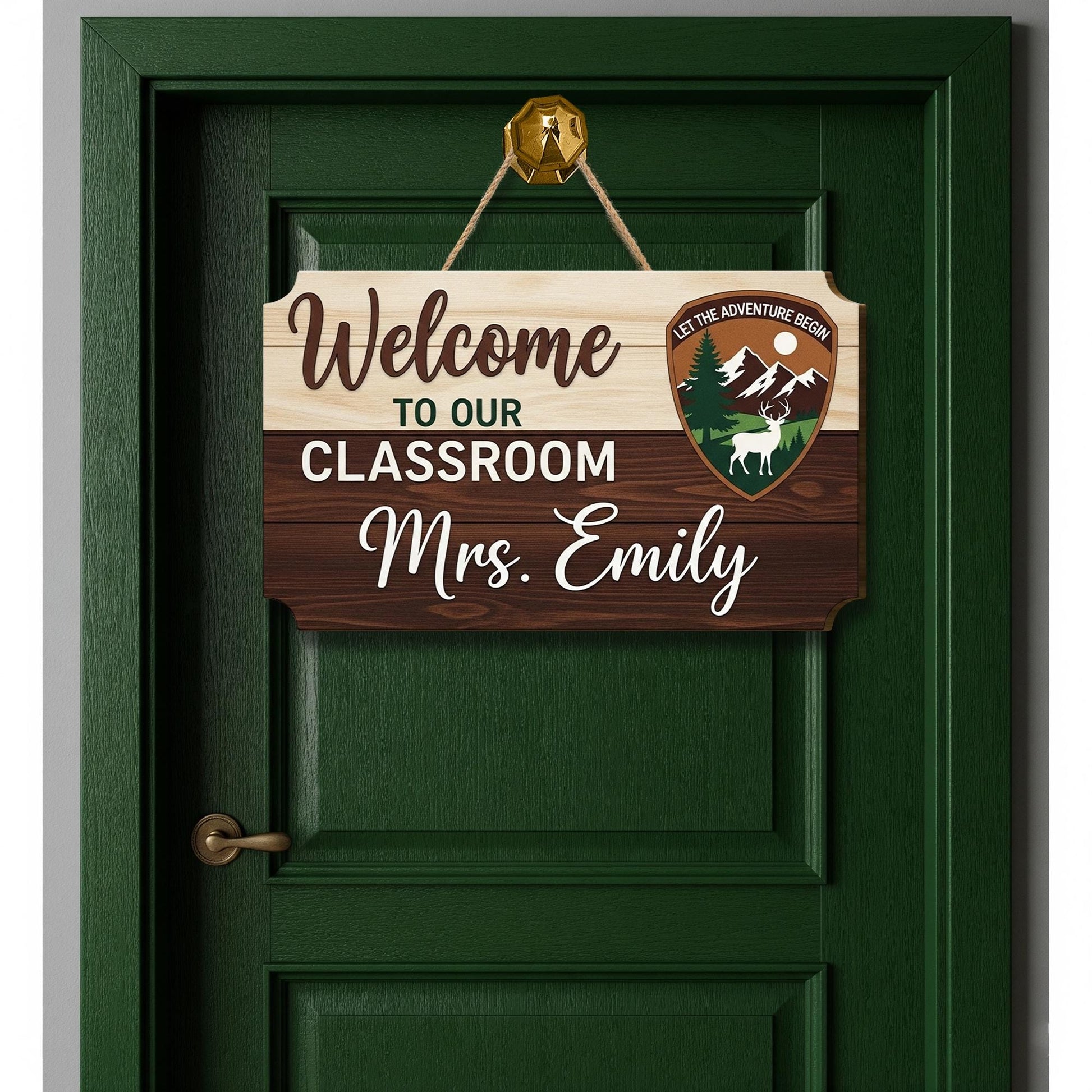 Welcome to Our Classroom Sign, Personalized Teacher Door Sign, Rustic Wood Classroom Decor, Adventure Theme Teacher Gift