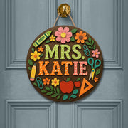 Personalized 3D Teacher Door Sign, Custom Classroom Name Sign, Back to School Gift, Wood Teacher Plaque, Colorful School Decor