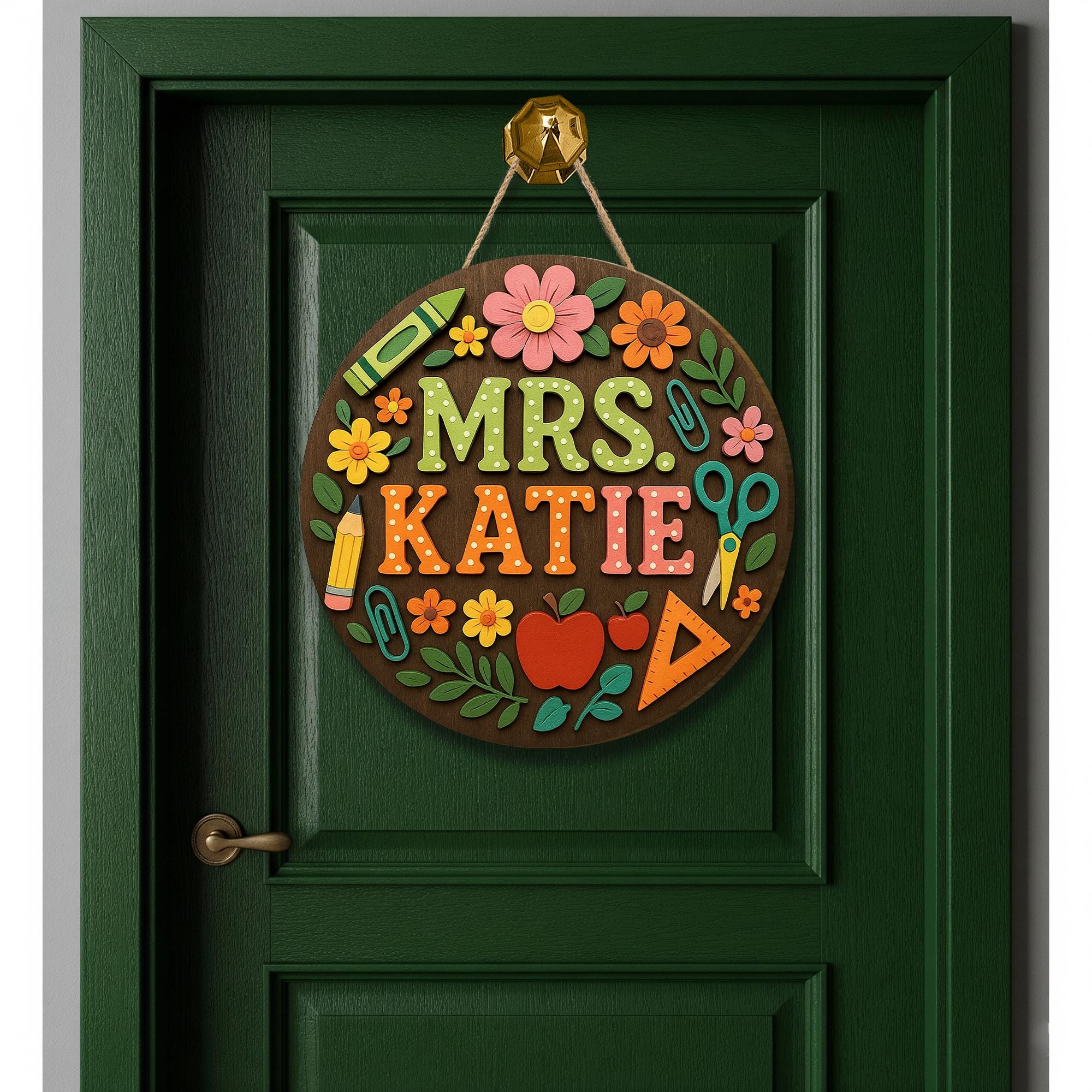 Personalized 3D Teacher Door Sign, Custom Classroom Name Sign, Back to School Gift, Wood Teacher Plaque, Colorful School Decor