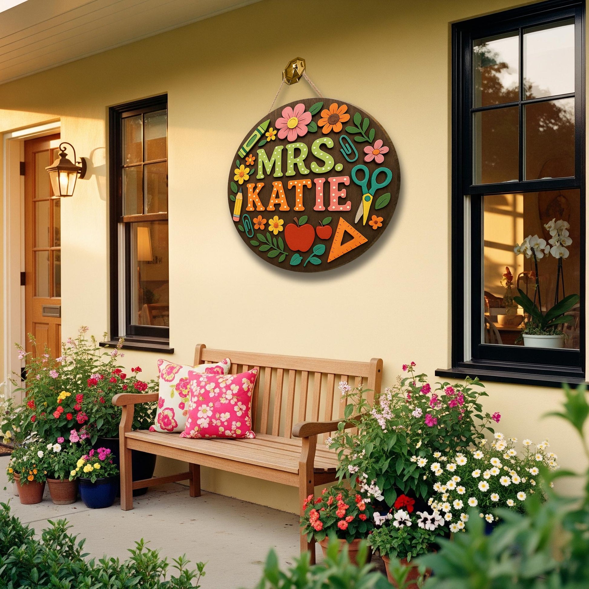 Personalized 3D Teacher Door Sign, Custom Classroom Name Sign, Back to School Gift, Wood Teacher Plaque, Colorful School Decor