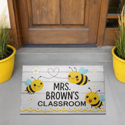 Teacher Classroom Doormat – Cute Bee Theme Welcome Mat, Personalized Teacher Rug, Back to School Door Decor for Class Entry, School Doormat