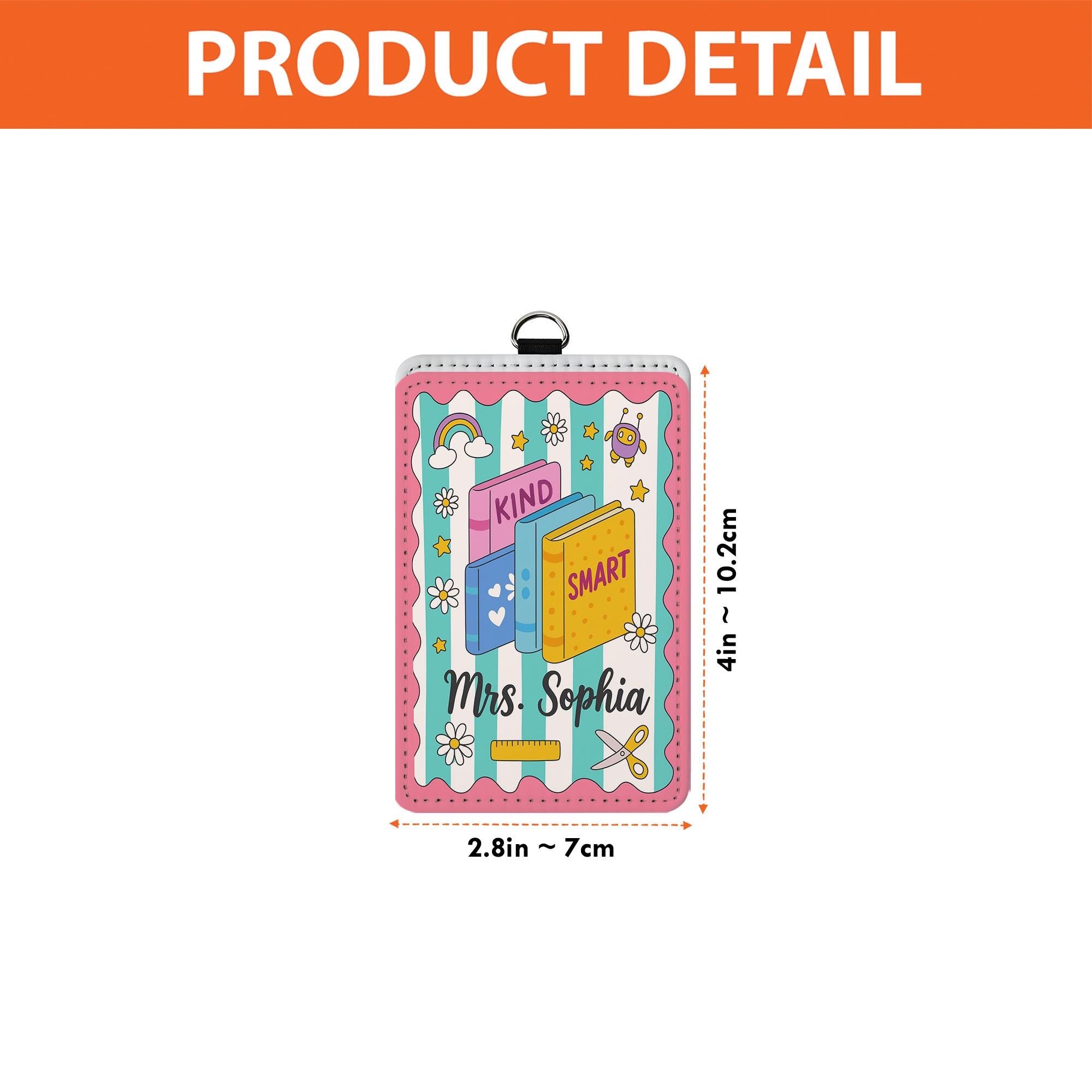 Personalized Teacher ID Badge Holder – Cute Book Theme Lanyard Card Holder, Back to School Classroom Accessory for Teachers, Educators