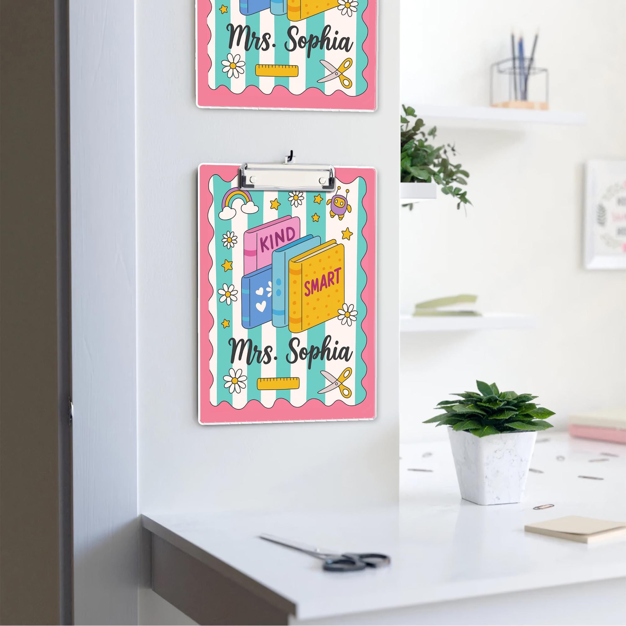 Personalized Teacher Clipboard – Cute Kind Smart Book Design, Custom Classroom Gift for Teachers, Back to School Office Supply, Educators