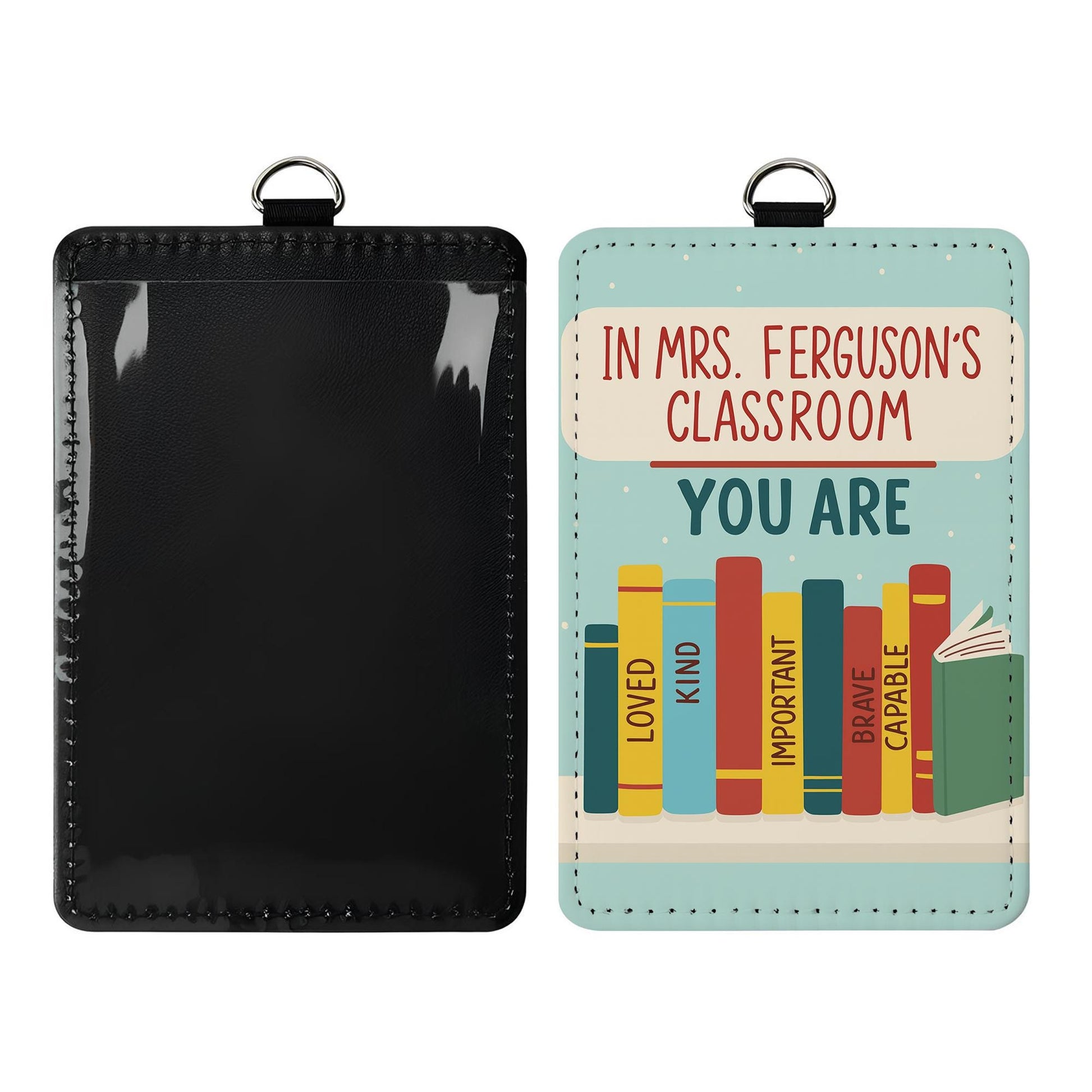 Personalized Teacher ID Holder – Teachers Classroom Badge Reel, Book Theme Lanyard Card Holder, Back to School Teacher Gift, School Supplies