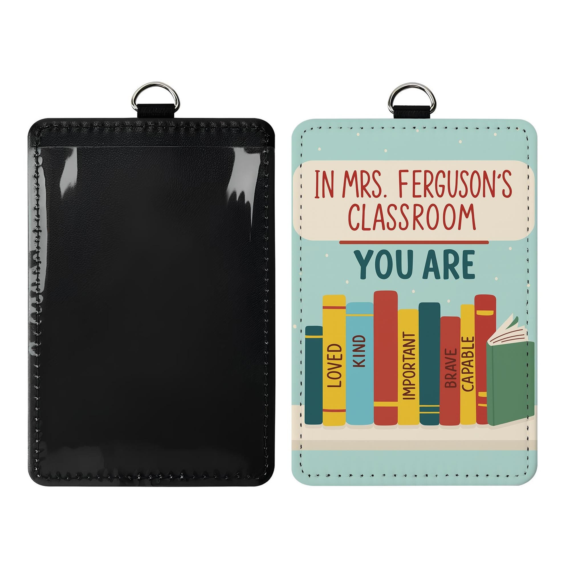 Personalized Teacher ID Holder – Teachers Classroom Badge Reel, Book Theme Lanyard Card Holder, Back to School Teacher Gift, School Supplies
