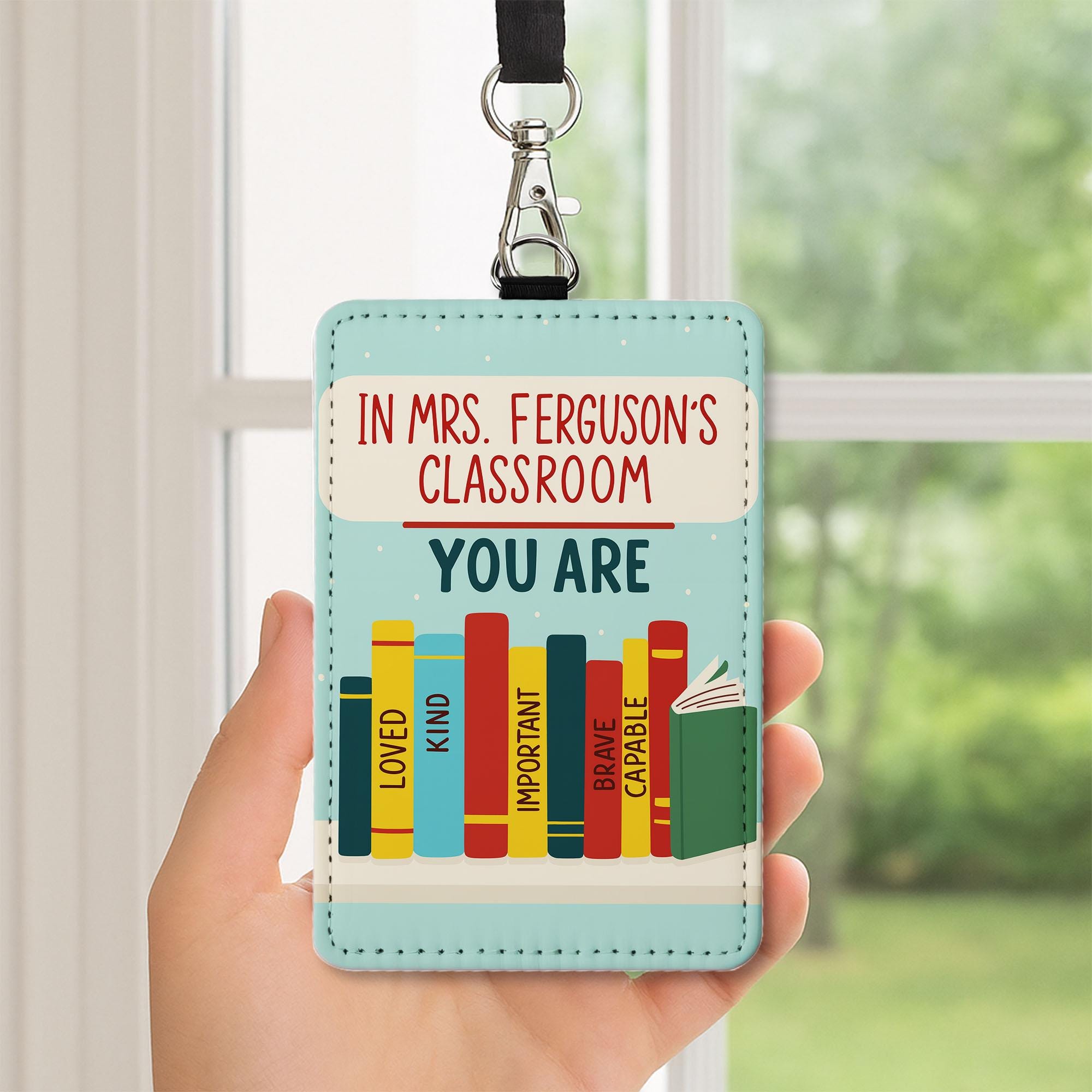 Personalized Teacher ID Holder – Teachers Classroom Badge Reel, Book Theme Lanyard Card Holder, Back to School Teacher Gift, School Supplies