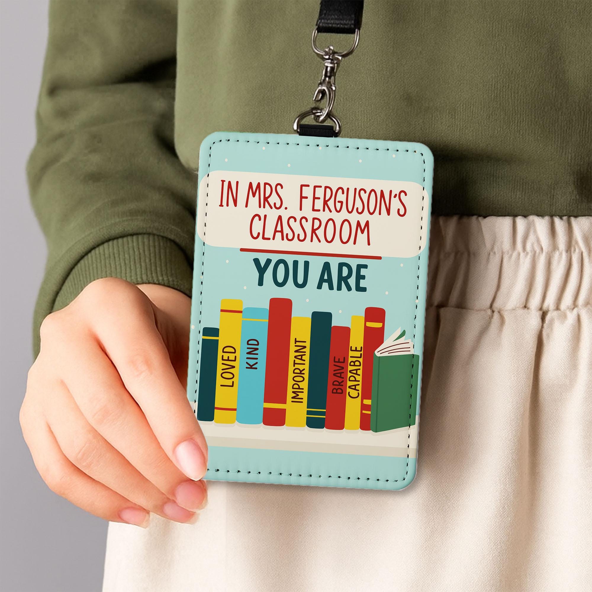 Personalized Teacher ID Holder – Teachers Classroom Badge Reel, Book Theme Lanyard Card Holder, Back to School Teacher Gift, School Supplies