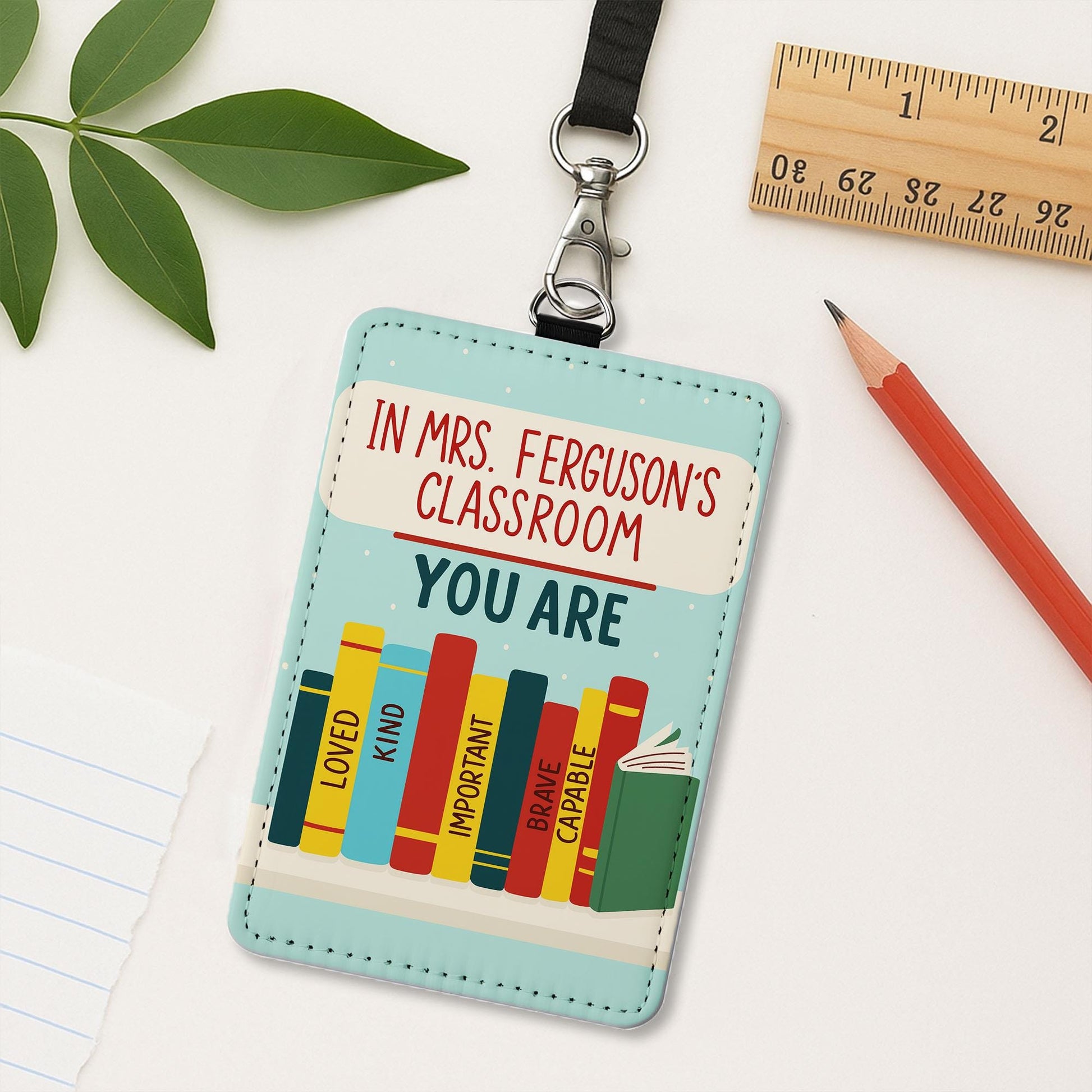 Personalized Teacher ID Holder – Teachers Classroom Badge Reel, Book Theme Lanyard Card Holder, Back to School Teacher Gift, School Supplies