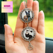 Custom Pet Portrait Car Charm | Personalized Pet Photo Rearview Mirror Accessory | Cat & Dog Memorial Gift | Pet Owner Car Decoration