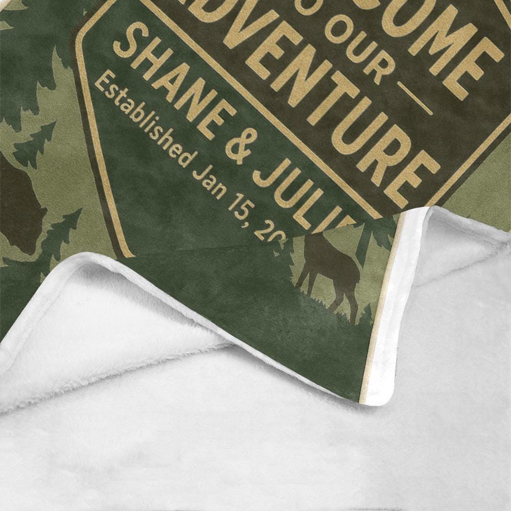 Personalized Adventure Blanket, National Park Couple Gift, Custom Camping Throw, Wedding Anniversary  Blanket, Outdoorsy Couple Blanket