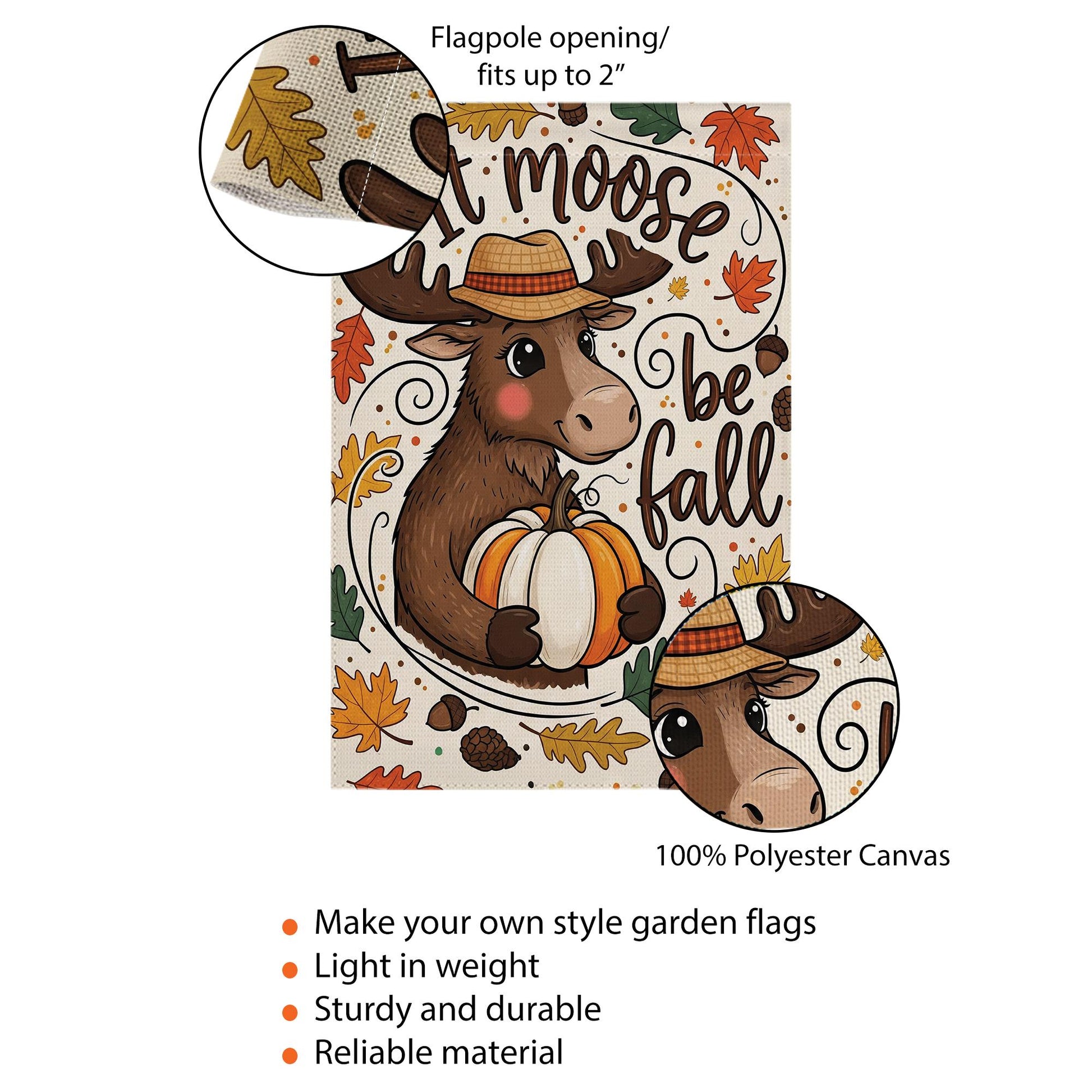 It Moose Be Fall Garden Flag, Cute Fall Yard Decor, Moose Pumpkin Decorative Flag, Autumn Outdoor Porch Decoration