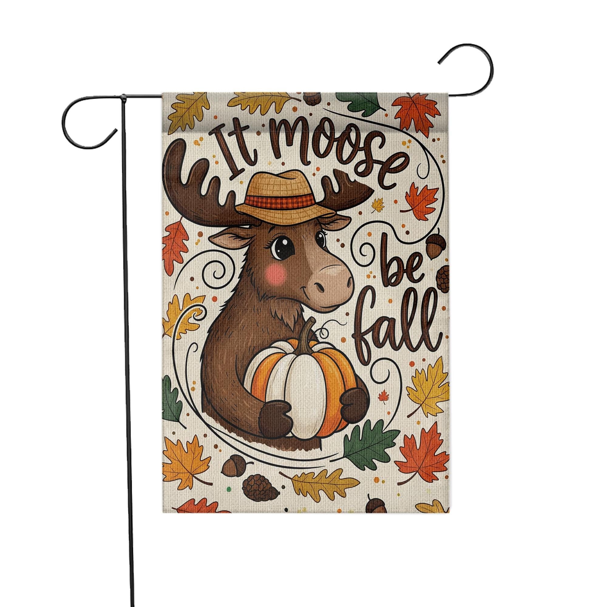 It Moose Be Fall Garden Flag, Cute Fall Yard Decor, Moose Pumpkin Decorative Flag, Autumn Outdoor Porch Decoration