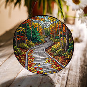 Acadia National Park Faux Stained Glass Suncatcher – Autumn Forest Scenic Window Hanging Nature Lover Gift Home Decor