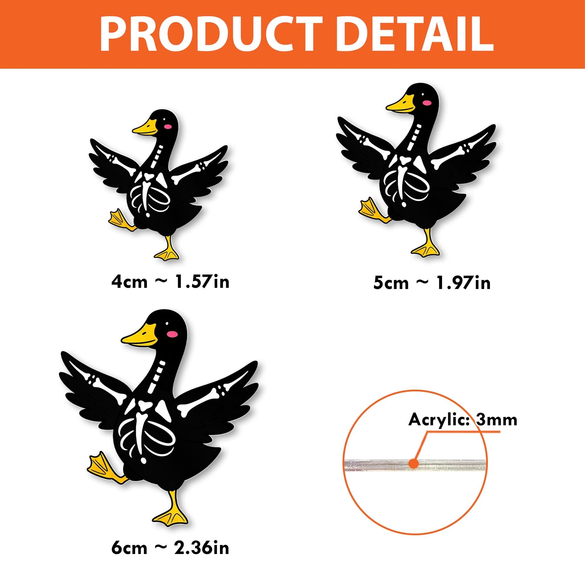 Skeleton Goose Badge Reel – Cute Black Goose with Skeleton Bones, Funny Nurse ID Holder & Medical Badge Clip, Halloween Goose Gift