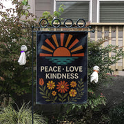 Peace Love Kindness Garden Flag, Boho Sunset Floral Yard Decor, Inspirational Outdoor Sign, Positive Vibes Porch Banner
