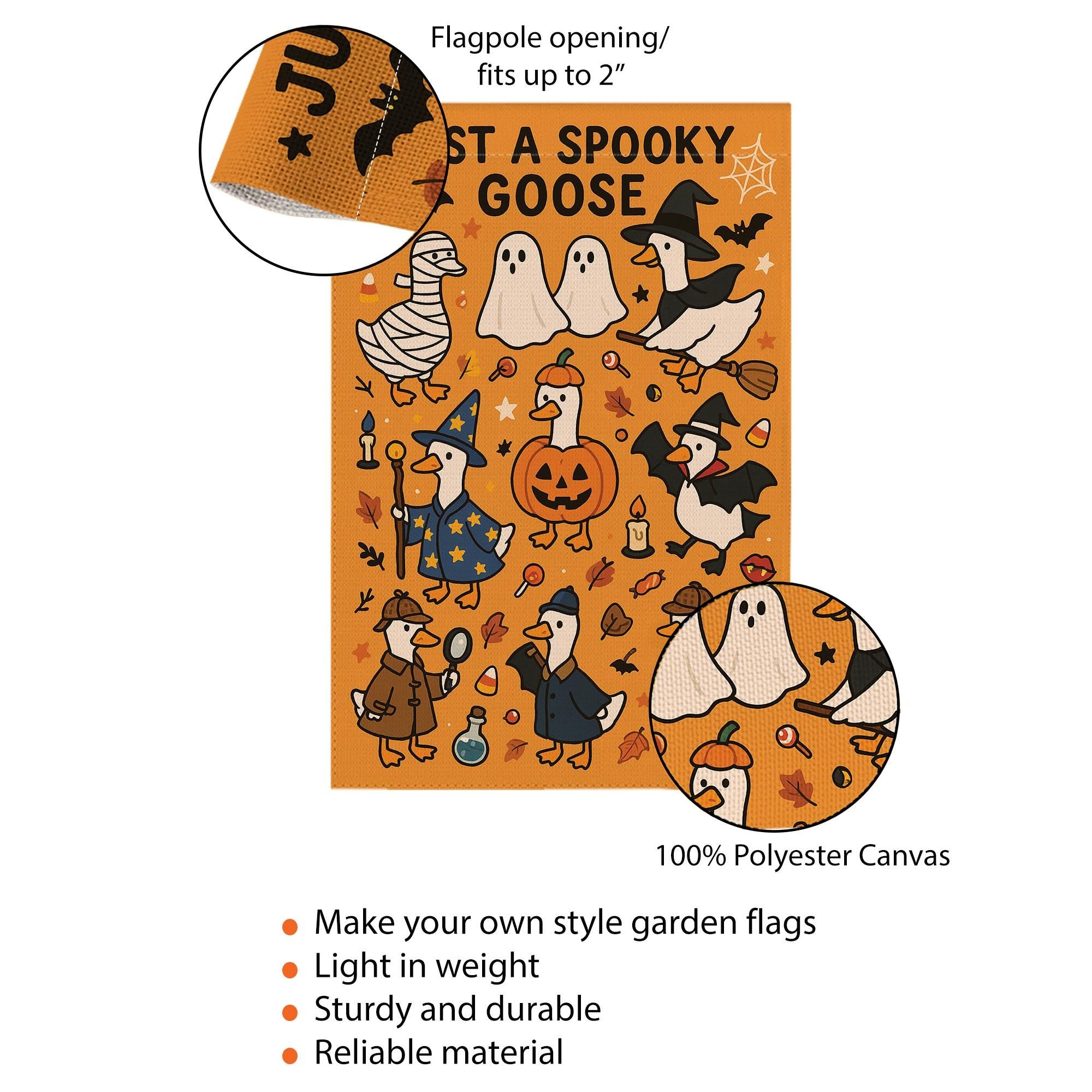 Spooky Goose Halloween Garden Flag, Funny Fall Yard Decor, Witch Pumpkin Ghost Goose Outdoor Sign, Cute Autumn Porch Banner