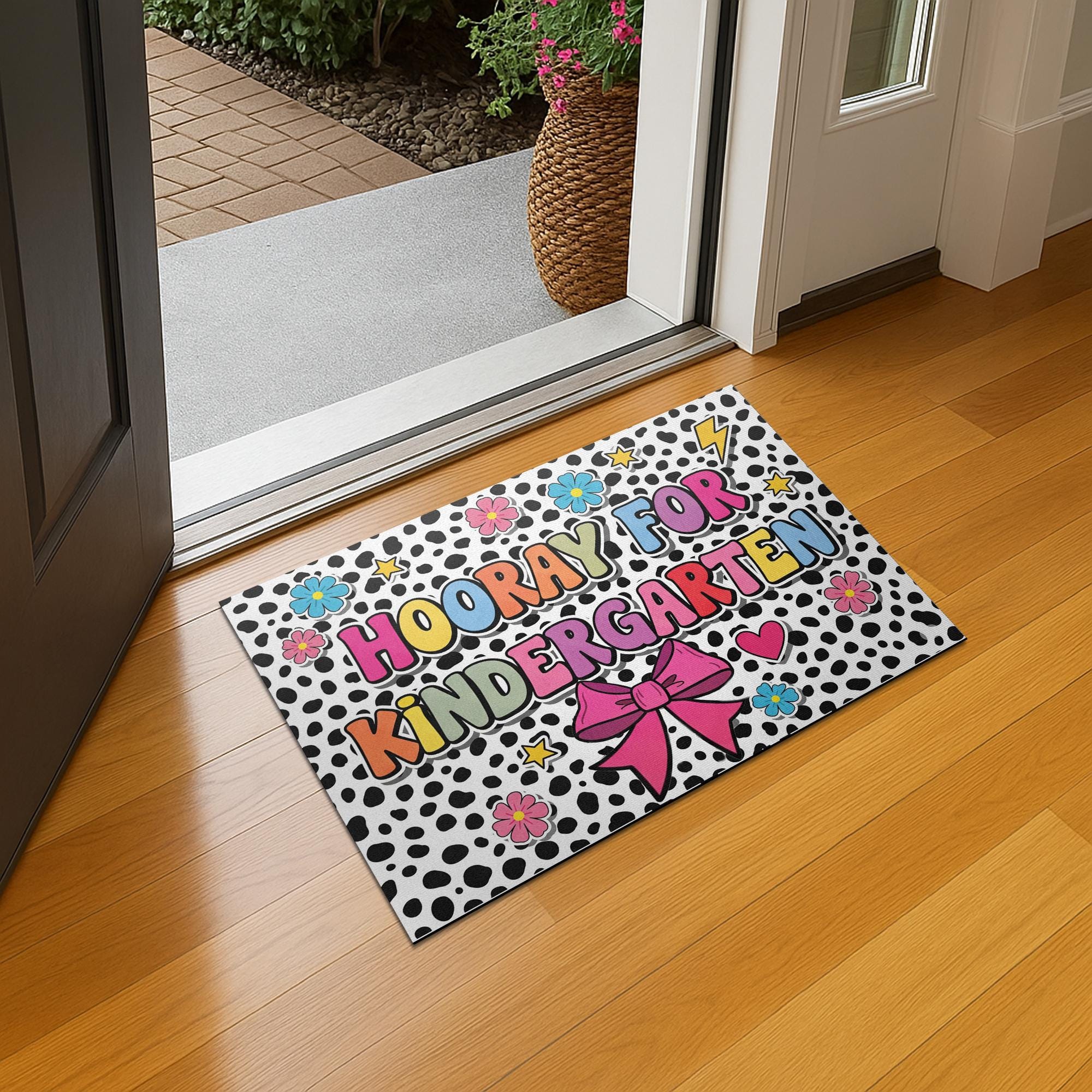 Hooray for Kindergarten Doormat, Classroom Welcome Mat, Back to School Entry Rug, Teacher Gift, Cute Kindergarten Door Decor