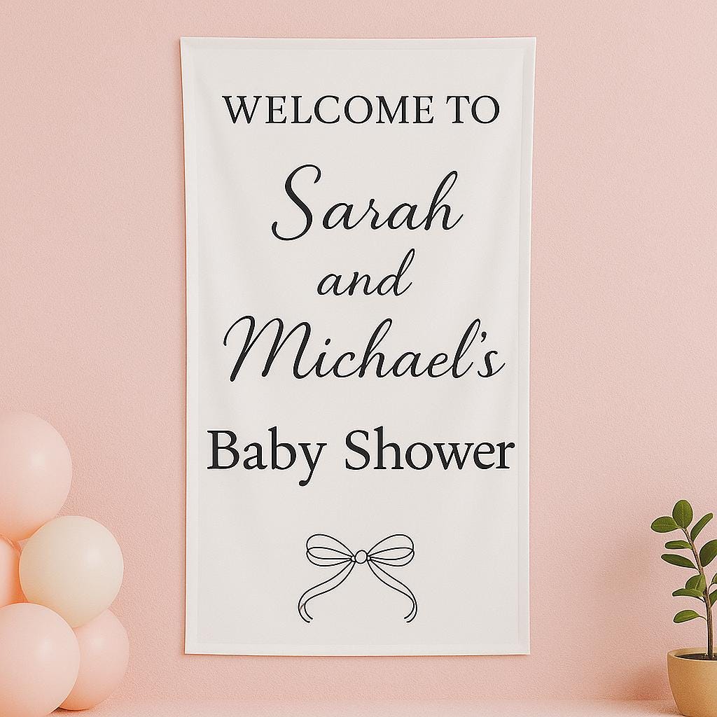 Personalized Baby Shower Banner Welcome Sign - Custom Name Party Decor for Boy or Girl - Printed Wall Hanging for Baby Celebration