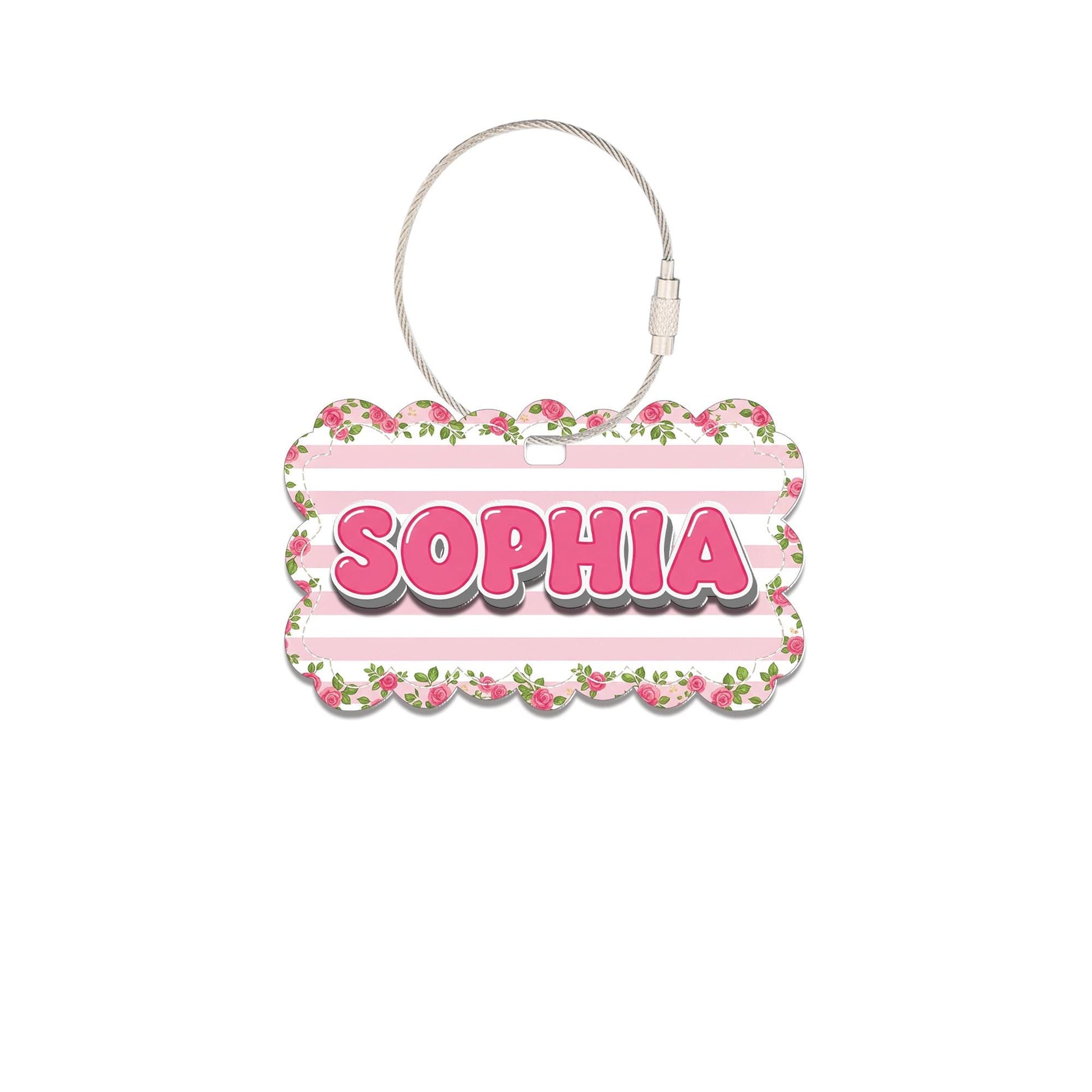 Kids Name Tag for Backpack, Personalized Floral Bag Tag, Custom Pink Luggage ID Label, School Name Tag for Girls, Cute Child ID Tag