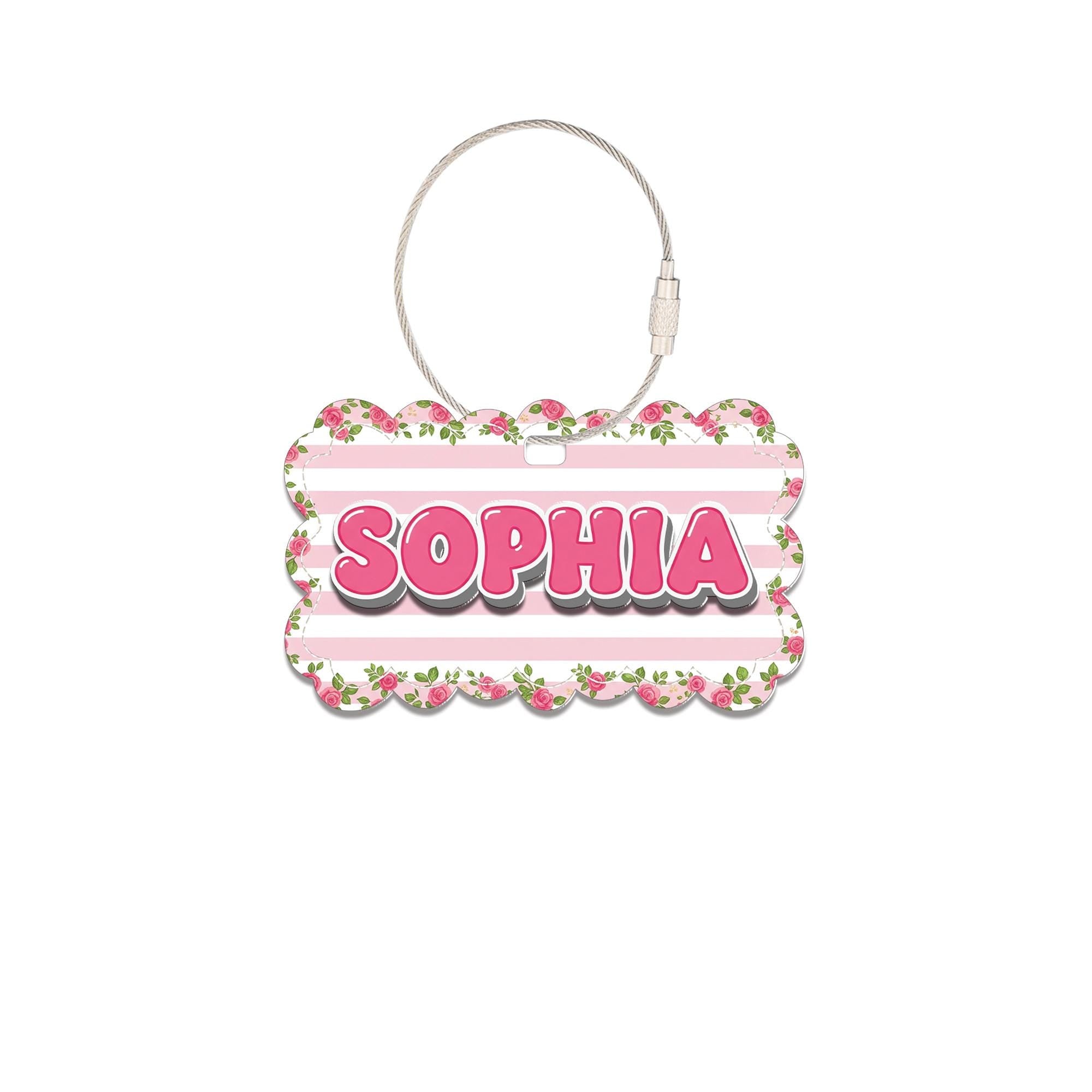 Kids Name Tag for Backpack, Personalized Floral Bag Tag, Custom Pink Luggage ID Label, School Name Tag for Girls, Cute Child ID Tag