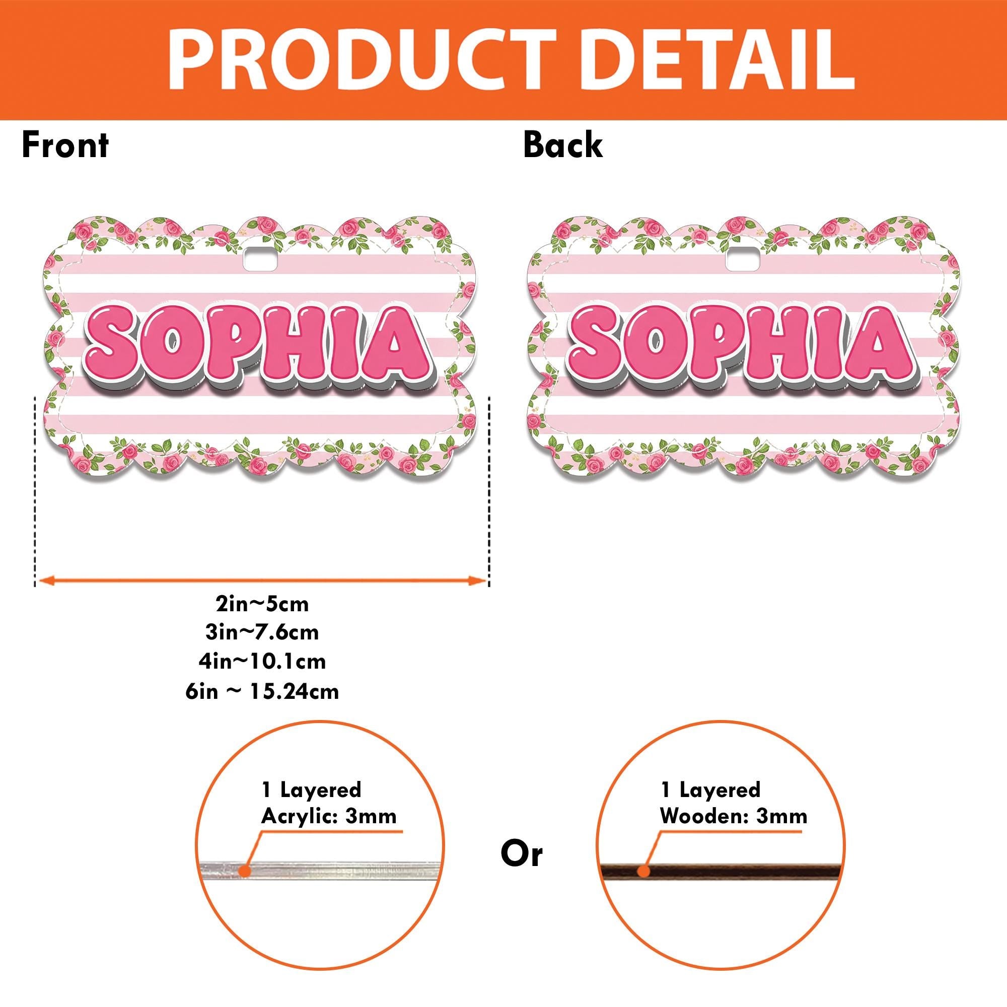 Kids Name Tag for Backpack, Personalized Floral Bag Tag, Custom Pink Luggage ID Label, School Name Tag for Girls, Cute Child ID Tag