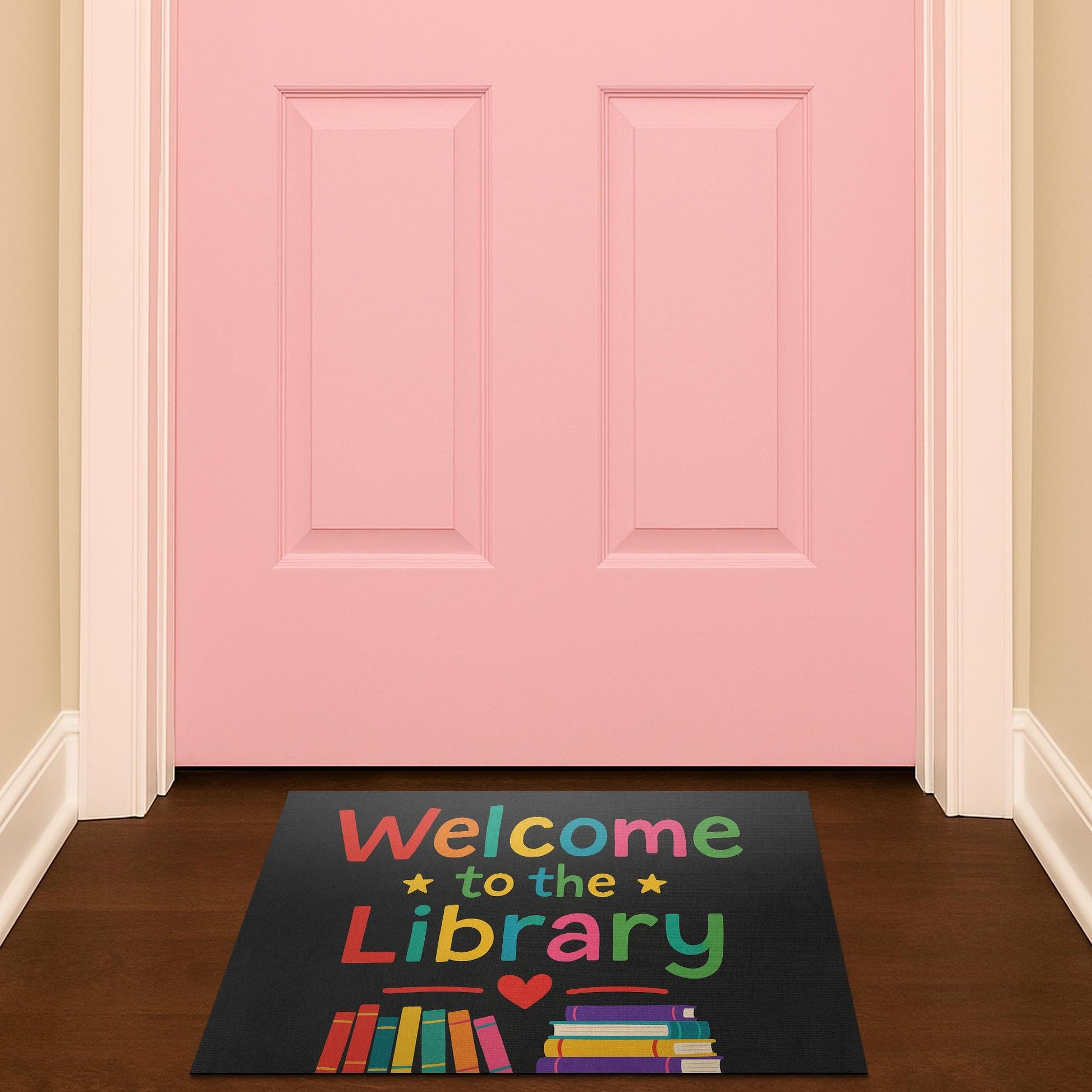 Welcome to the Library Doormat, School Library Rug, Colorful Book Mat, Reading Corner Decor, Librarian Gift, Classroom Entry Rug