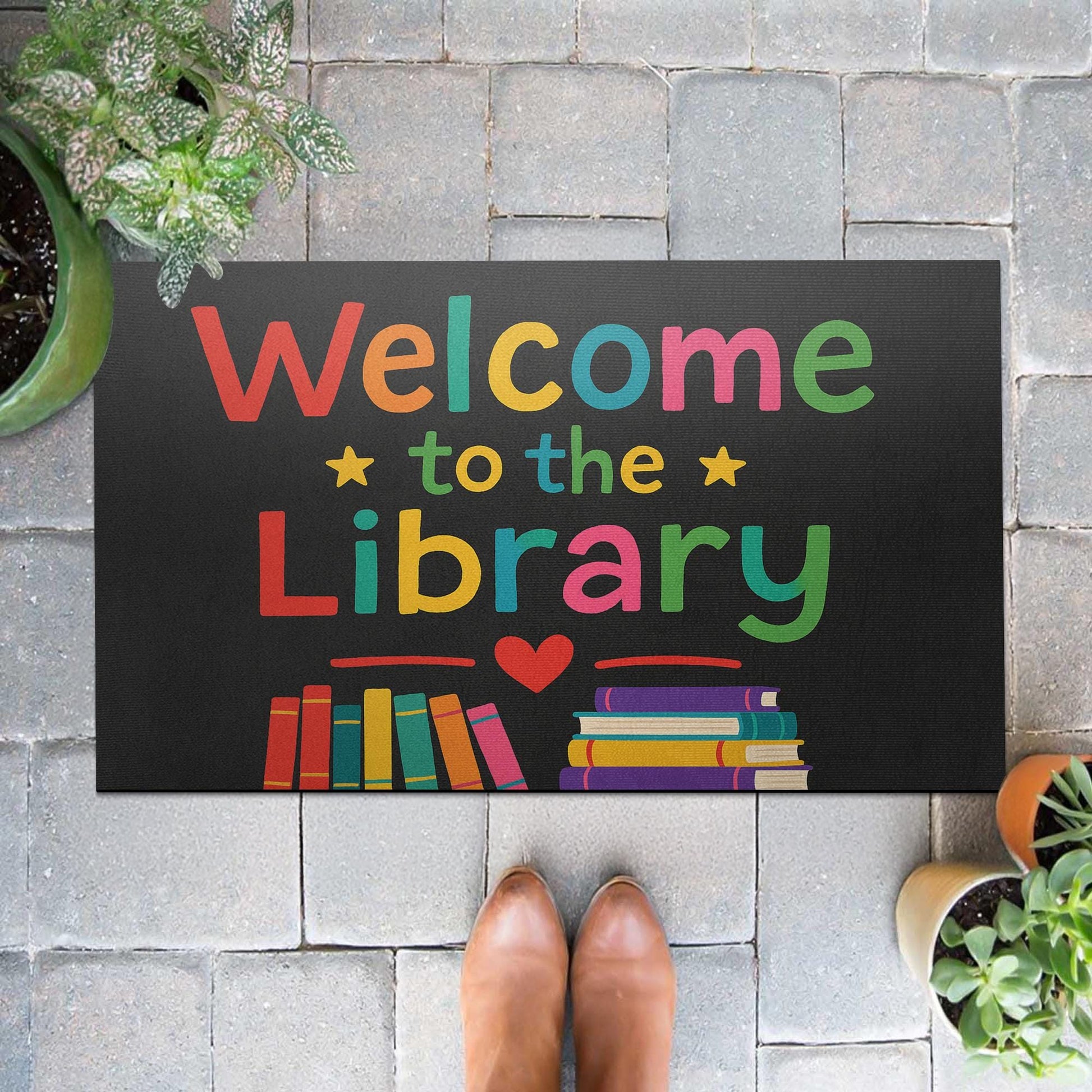 Welcome to the Library Doormat, School Library Rug, Colorful Book Mat, Reading Corner Decor, Librarian Gift, Classroom Entry Rug