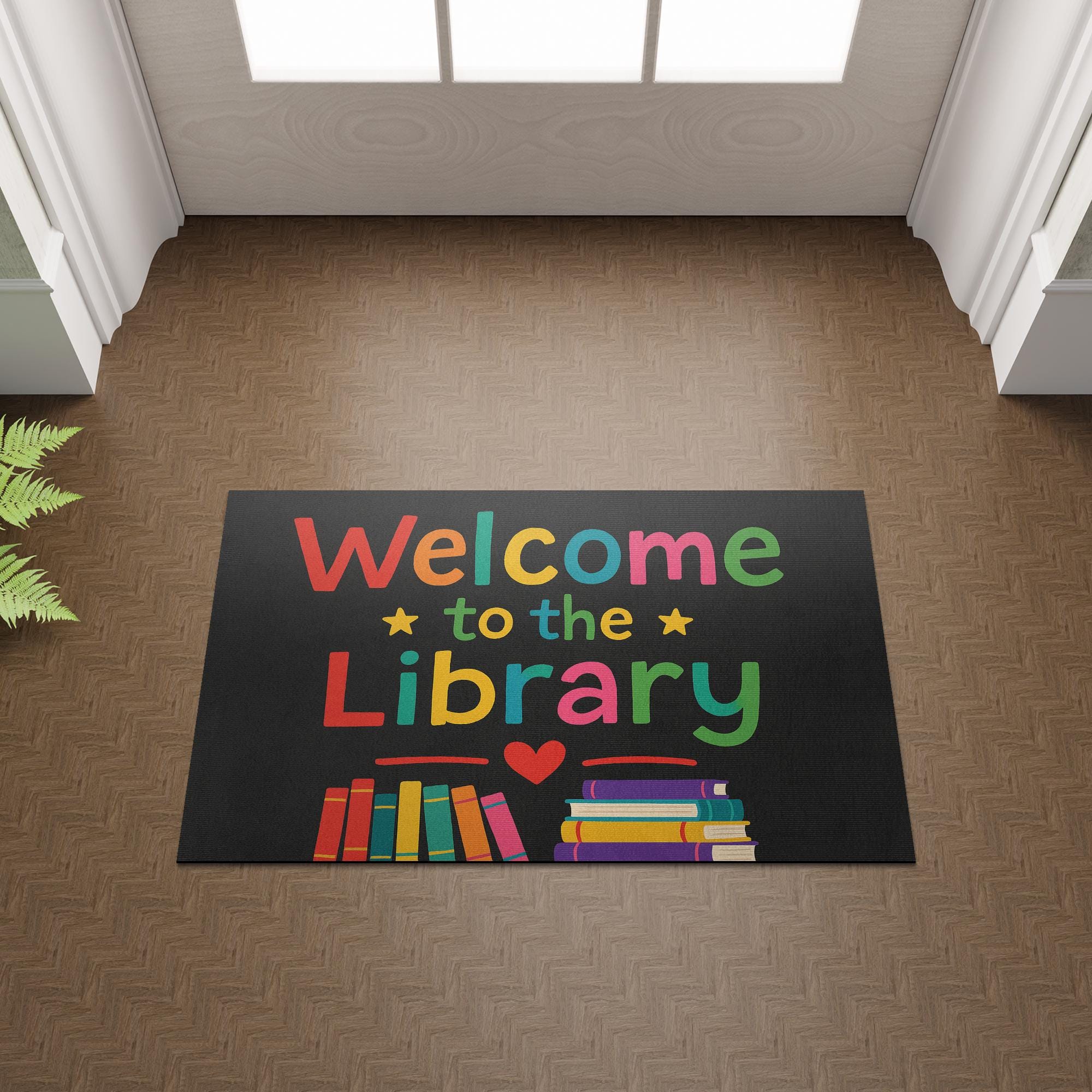 Welcome to the Library Doormat, School Library Rug, Colorful Book Mat, Reading Corner Decor, Librarian Gift, Classroom Entry Rug