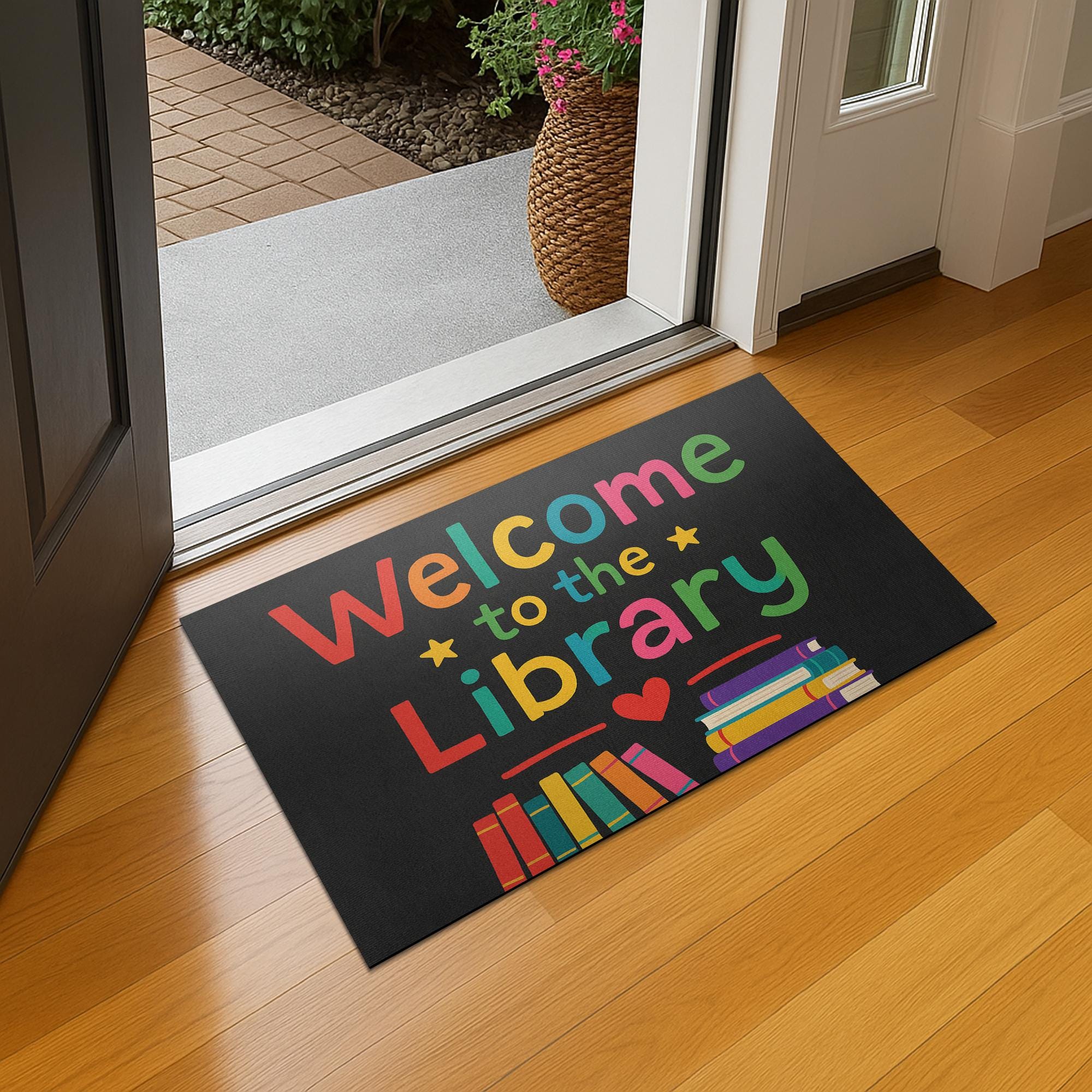 Welcome to the Library Doormat, School Library Rug, Colorful Book Mat, Reading Corner Decor, Librarian Gift, Classroom Entry Rug