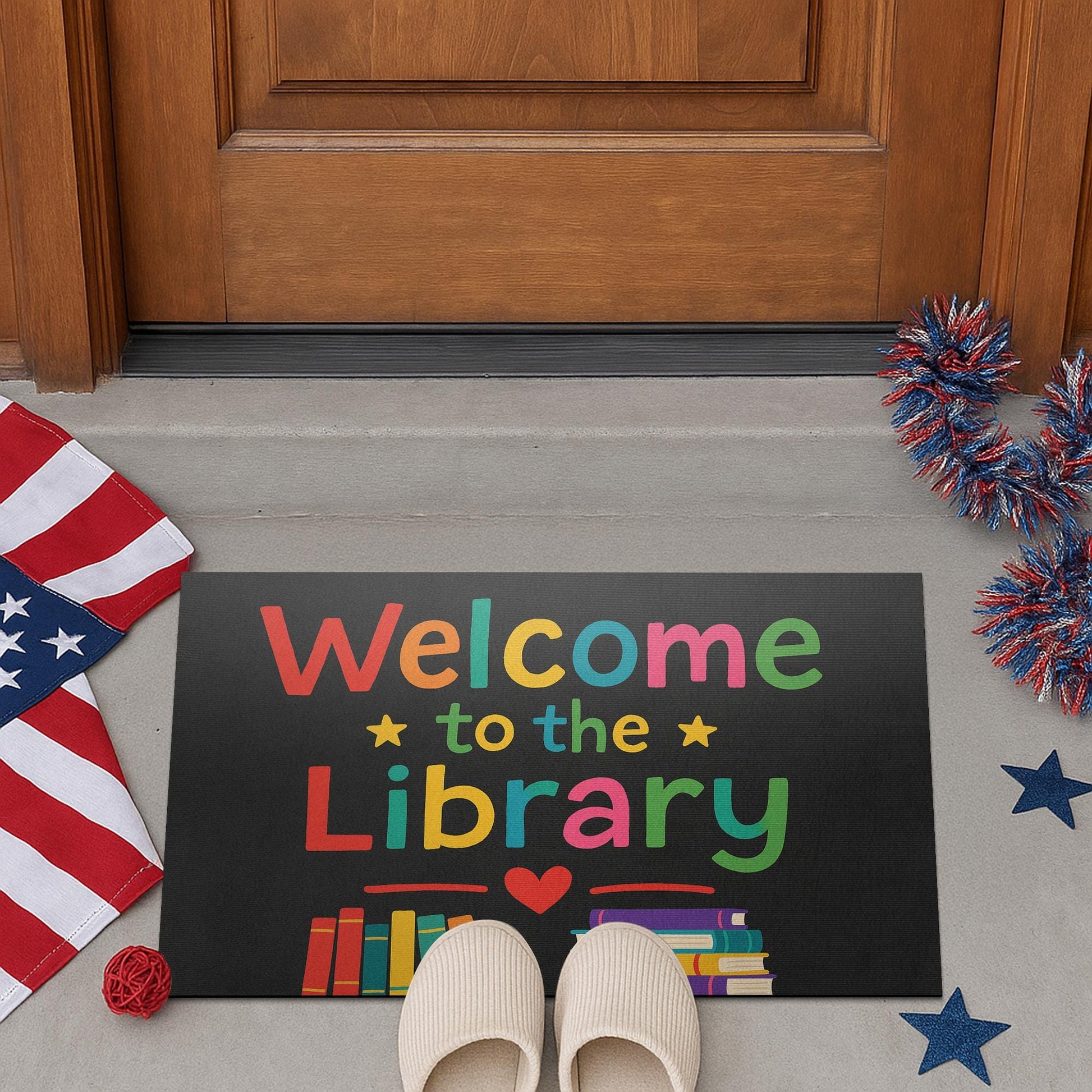 Welcome to the Library Doormat, School Library Rug, Colorful Book Mat, Reading Corner Decor, Librarian Gift, Classroom Entry Rug