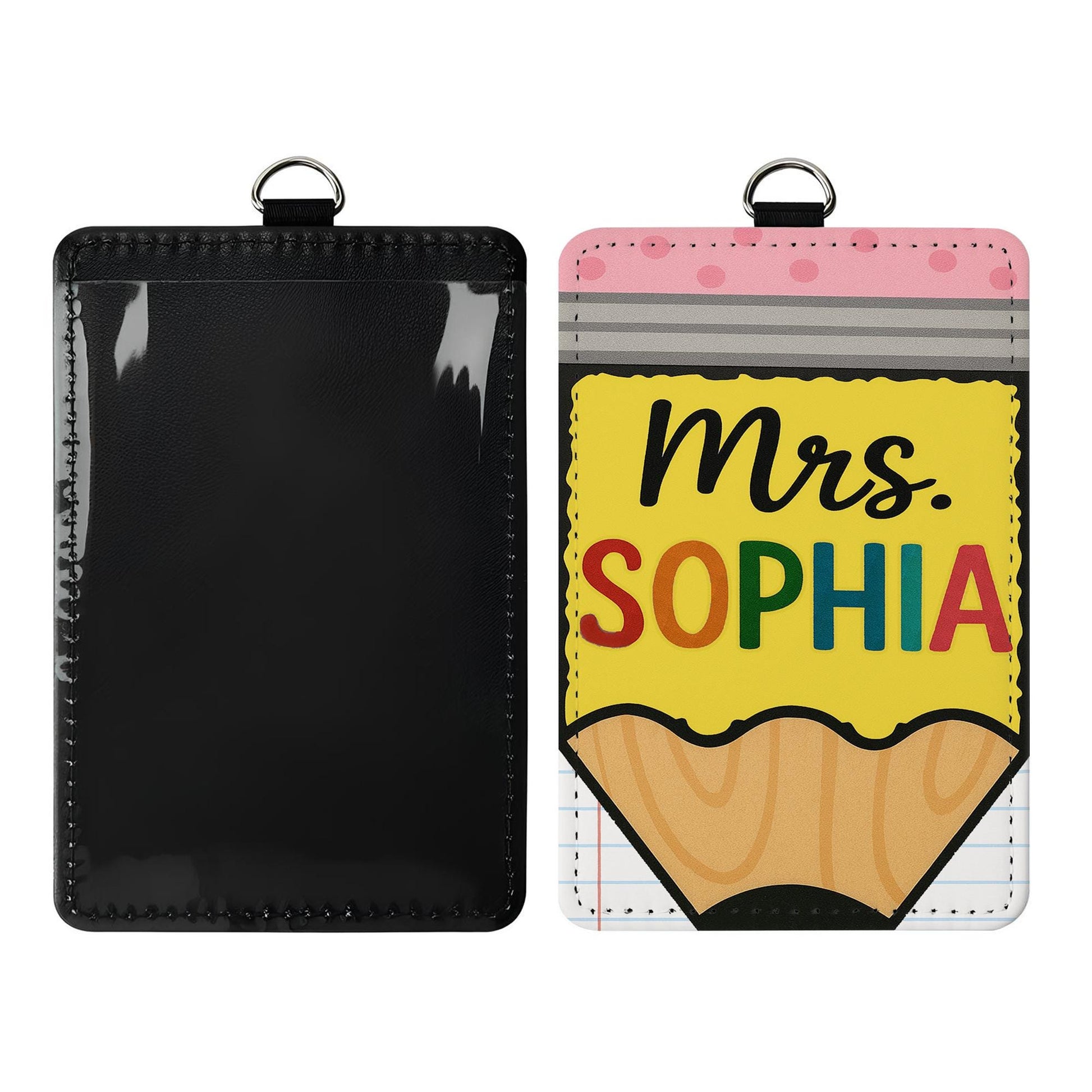 Personalized Teacher Badge, Teacher Name Tag, Pencil ID Holder, Custom Lanyard for Teachers, Cute School Badge Reel, Cute badge holder