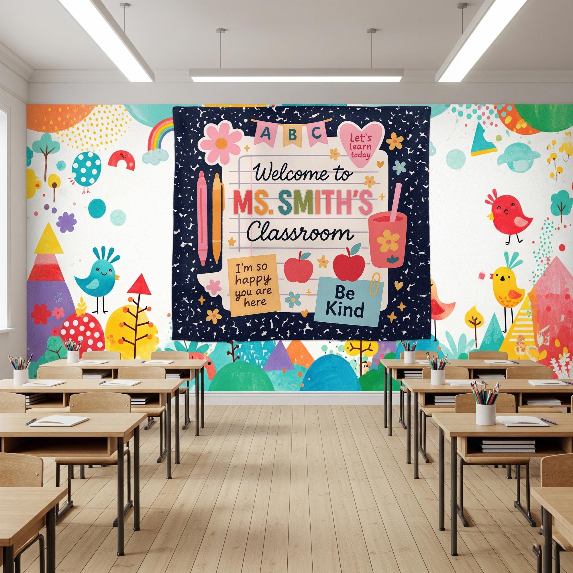 Welcome to Classroom Tapestry, Teacher Wall Decor, Kindergarten Backdrop, Be Kind Banner, Classroom Decoration, Back to school Cute Tapestry
