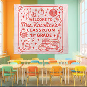 Personalized 1st Grade Classroom Tapestry, Welcome Back to School Banner, Teacher Wall Decor, Custom Teacher Name Sign