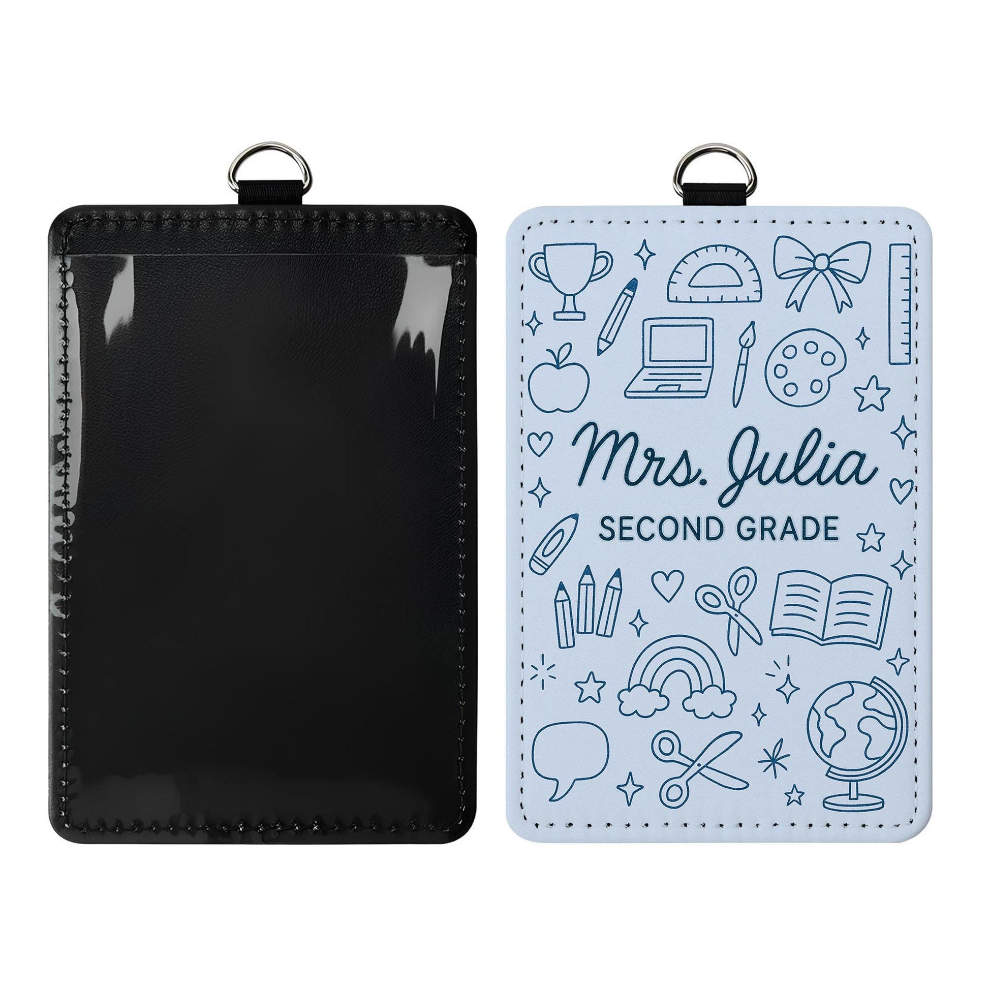 Personalized Teacher ID Badge Holder, Personalized Name Tag, Cute School Lanyard, Grade Teacher Gift, Classroom Accessories, Cute ID Badge