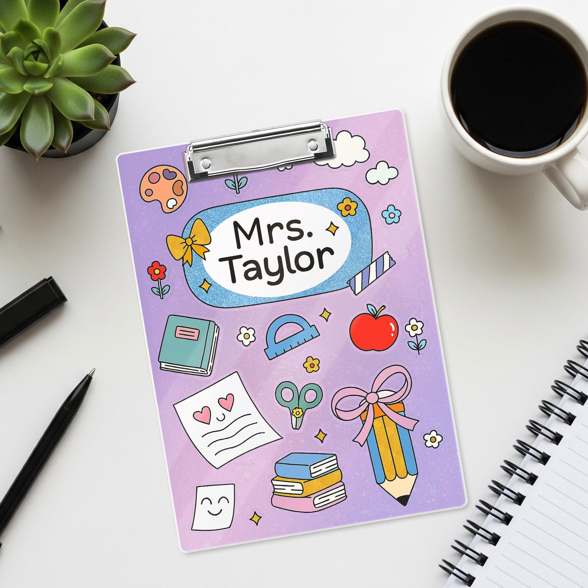 Personalized Teacher Clipboard, Cute School Clipboard, Custom Name Clipboard, Back to School Gift, Classroom Supplies for Teachers