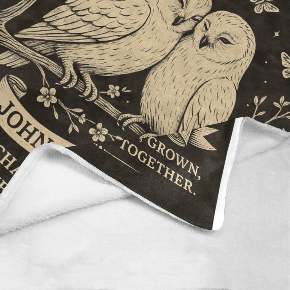 Custom Owl Couple Blanket, Personalized Anniversary Gift, Wedding Gift for Couple, Romantic Blanket, Gift for Him Her, Wedding Anniversary