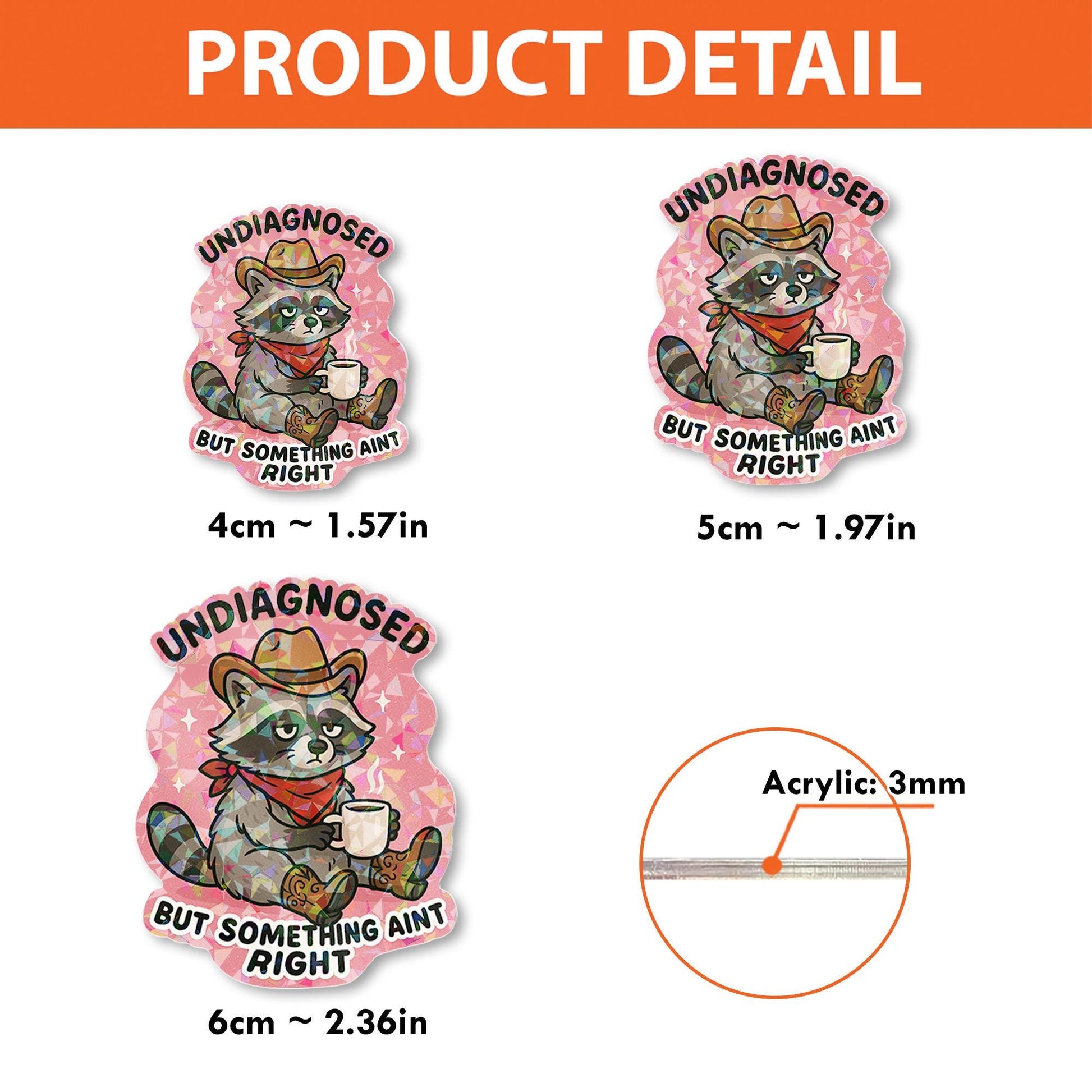 Funny Holographic Badge Reel – “Undiagnosed but Something Ain’t Right” Raccoon ID Holder–Mental Health Humor for Nurses, Teachers, or Office