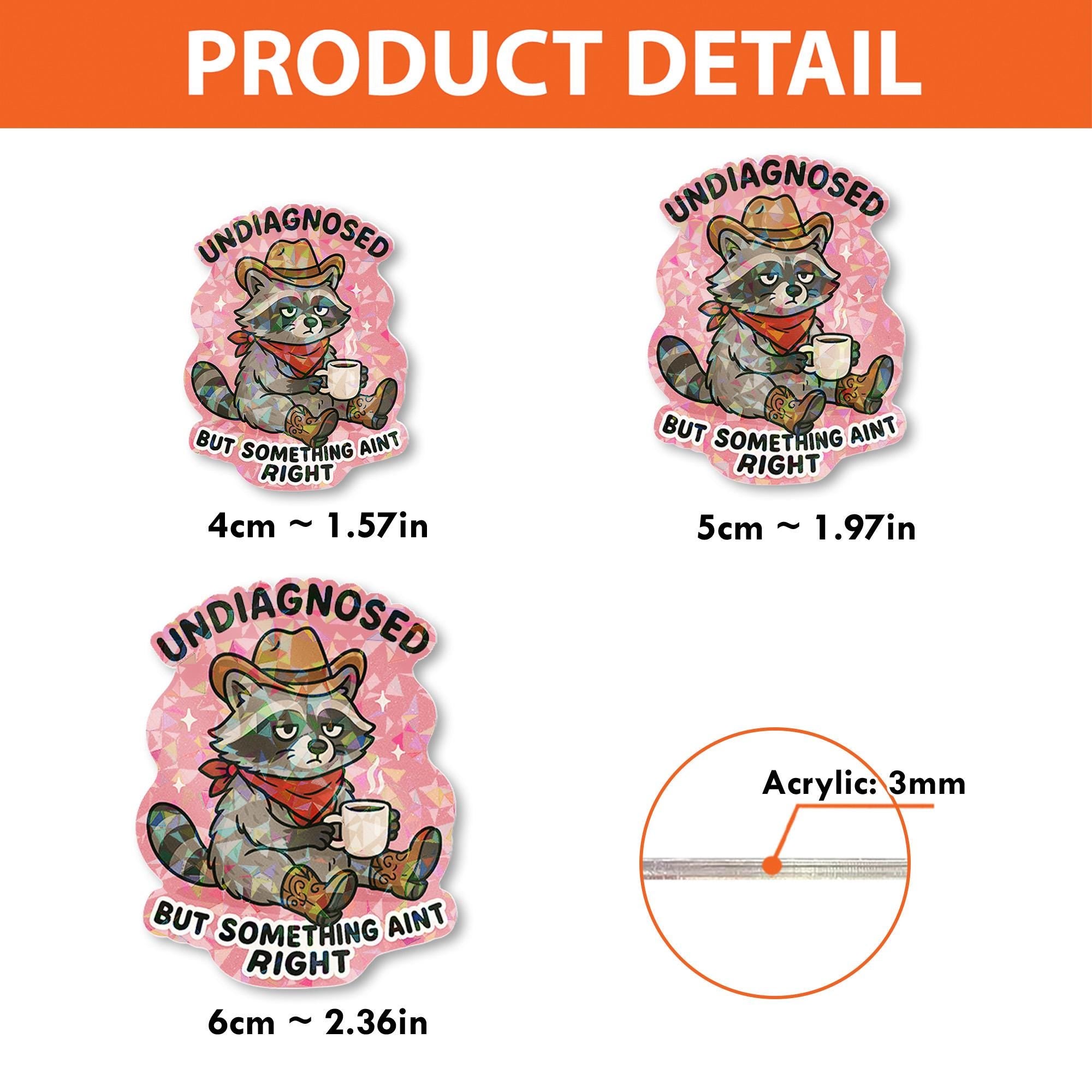 Funny Holographic Badge Reel – “Undiagnosed but Something Ain’t Right” Raccoon ID Holder–Mental Health Humor for Nurses, Teachers, or Office