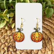 Halloween Pumpkin Earrings, Jack‑o’‑lantern Dangle Jewelry, Fall Seasonal Gift, Cute Spooky Halloween Accessory