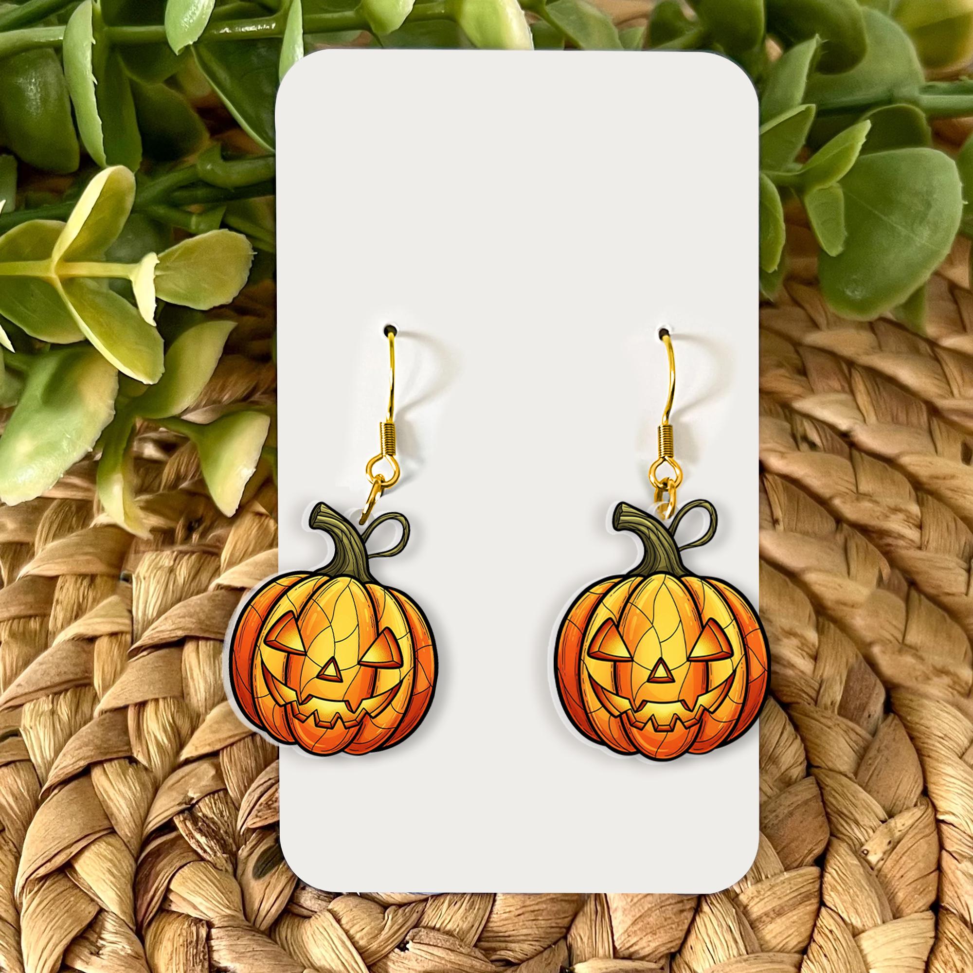 Halloween Pumpkin Earrings, Jack‑o’‑lantern Dangle Jewelry, Fall Seasonal Gift, Cute Spooky Halloween Accessory