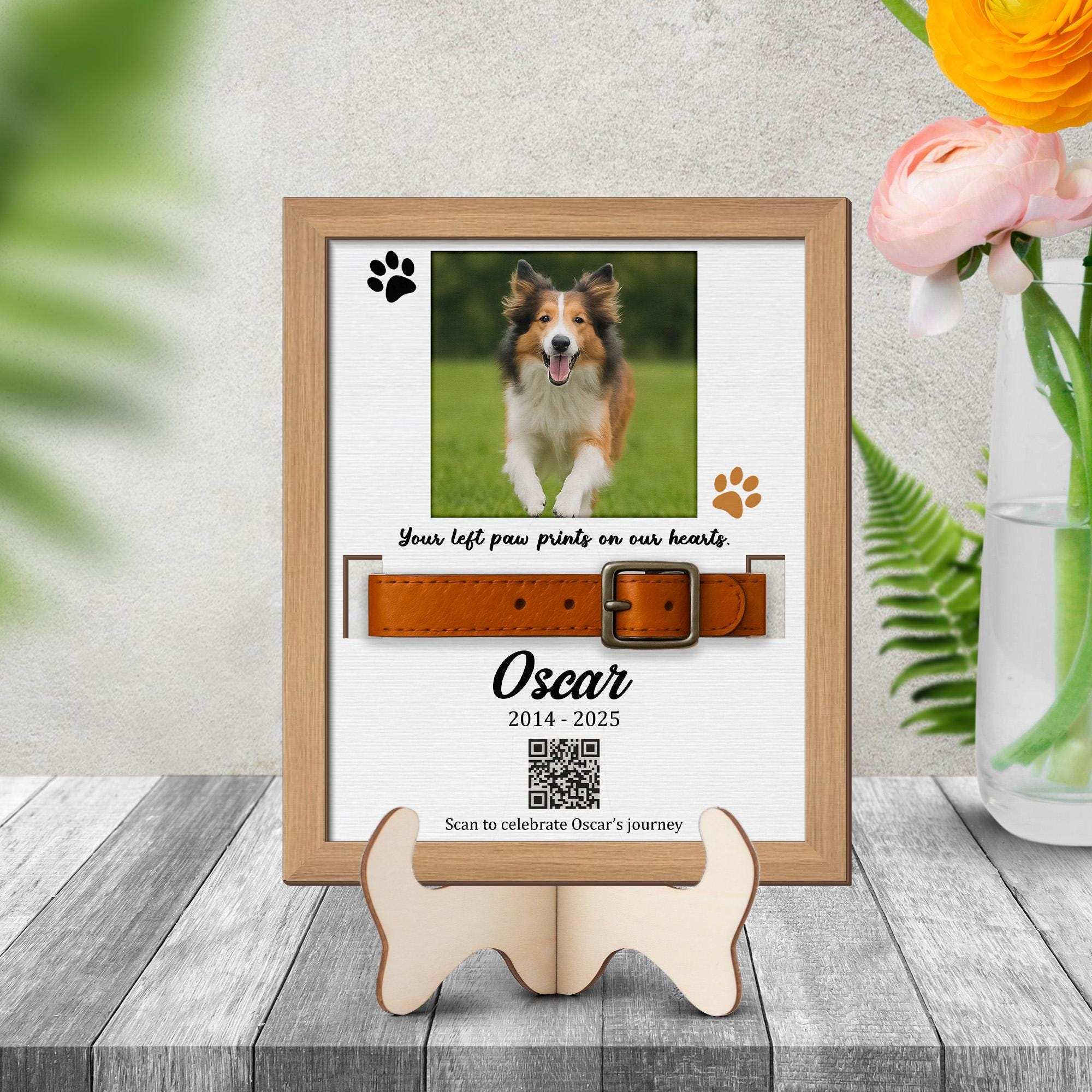 Memorial Pet Collar Frame with QR Code – Custom Pet Loss Keepsake, Personalized Photo & Message, Pet Remembrance Gift