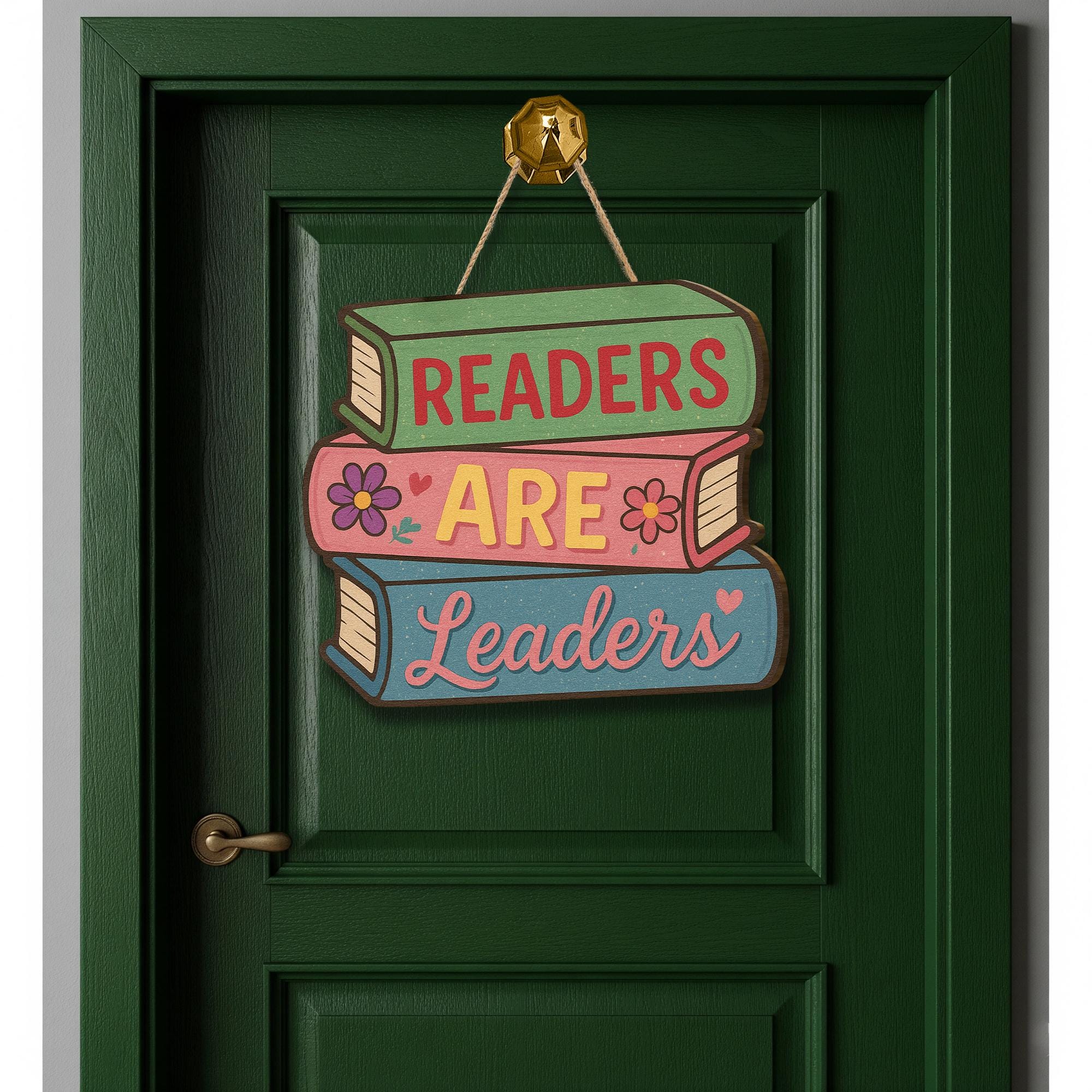 Readers Are Leaders Wooden Sign, Classroom Library Door Decor, Book Lover Gift, Teacher Reading Quote Wall Hanging, Library Welcome Sign
