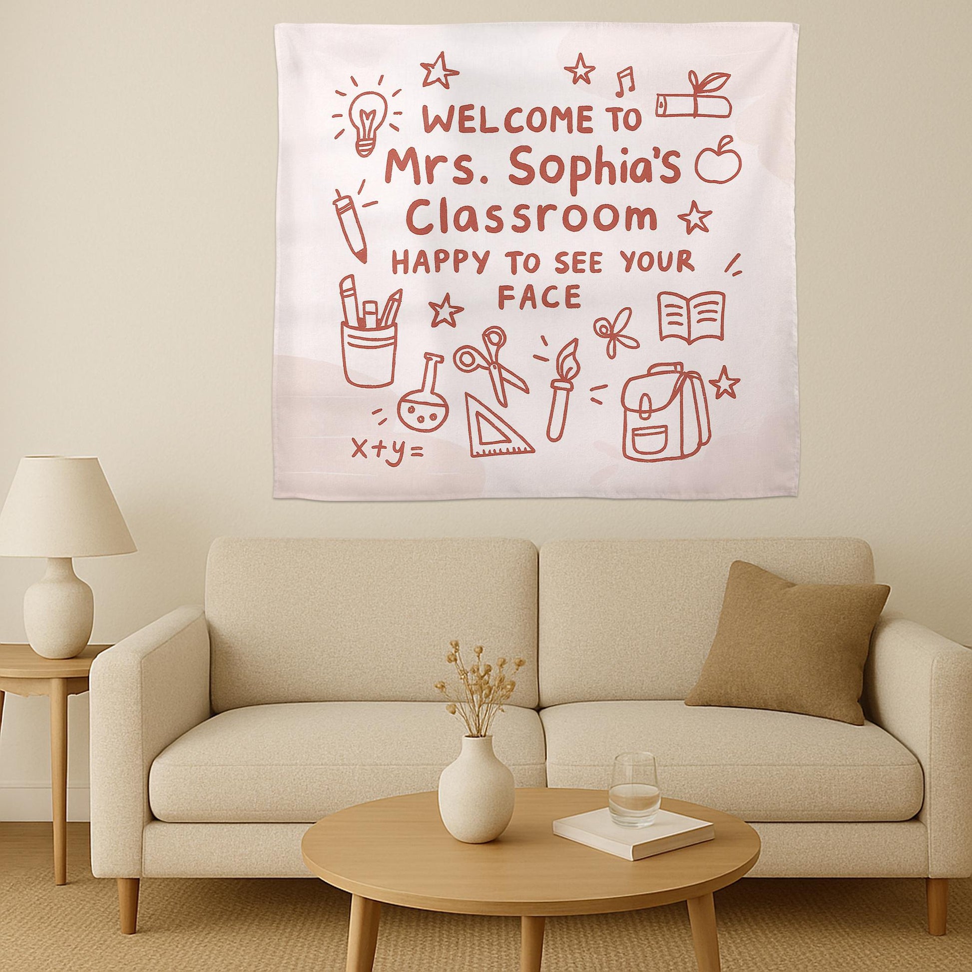 Personalized Classroom Welcome Banner, Back to School Teacher Sign, Custom Name Wall Decor for Kindergarten or Elementary Room, Teacher Sign