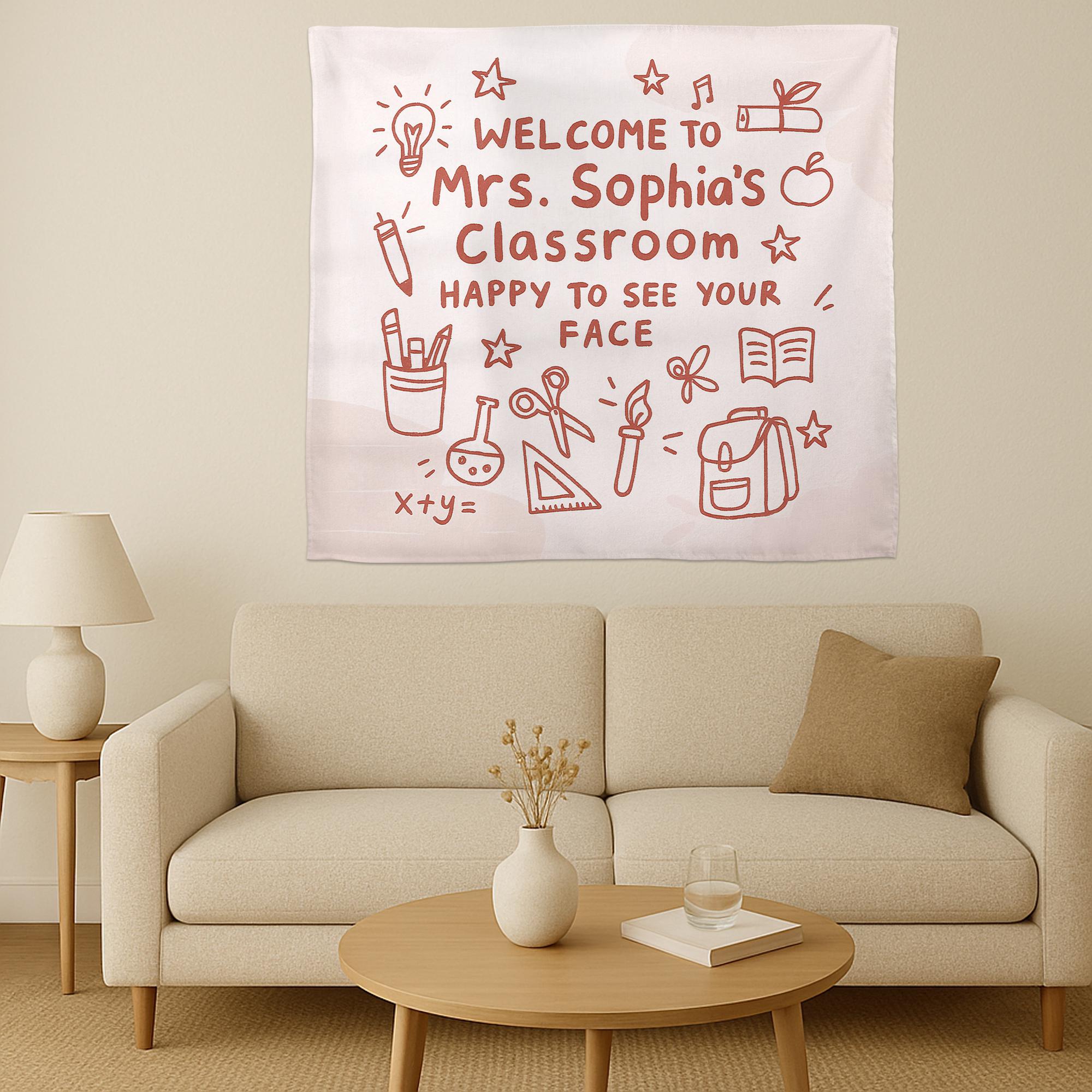 Personalized Classroom Welcome Banner, Back to School Teacher Sign, Custom Name Wall Decor for Kindergarten or Elementary Room, Teacher Sign